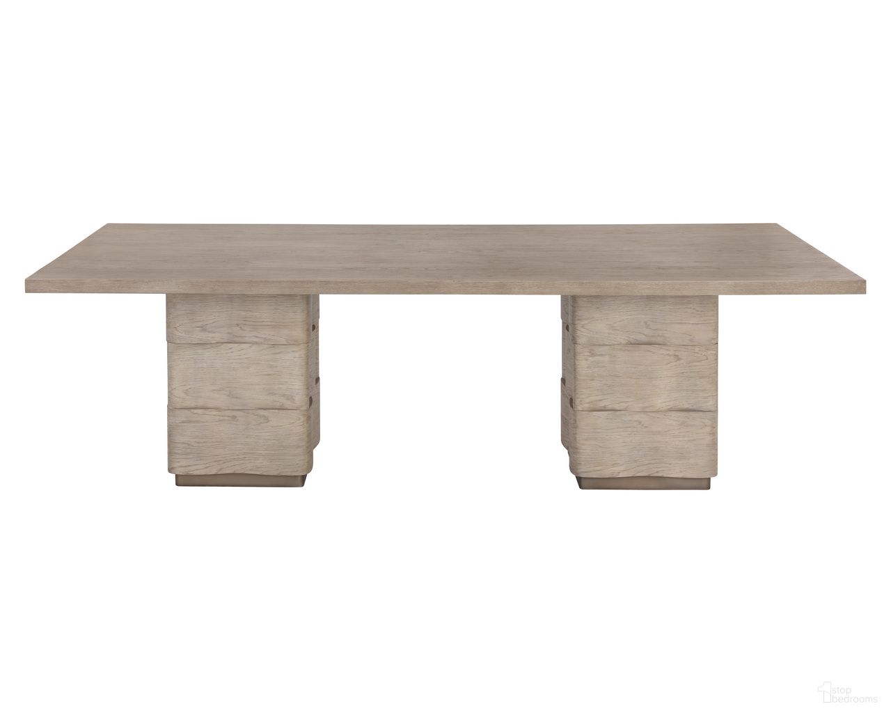 Hoyos 100 Inch Hoyos Dining Table In Light Wash and Warm Brass