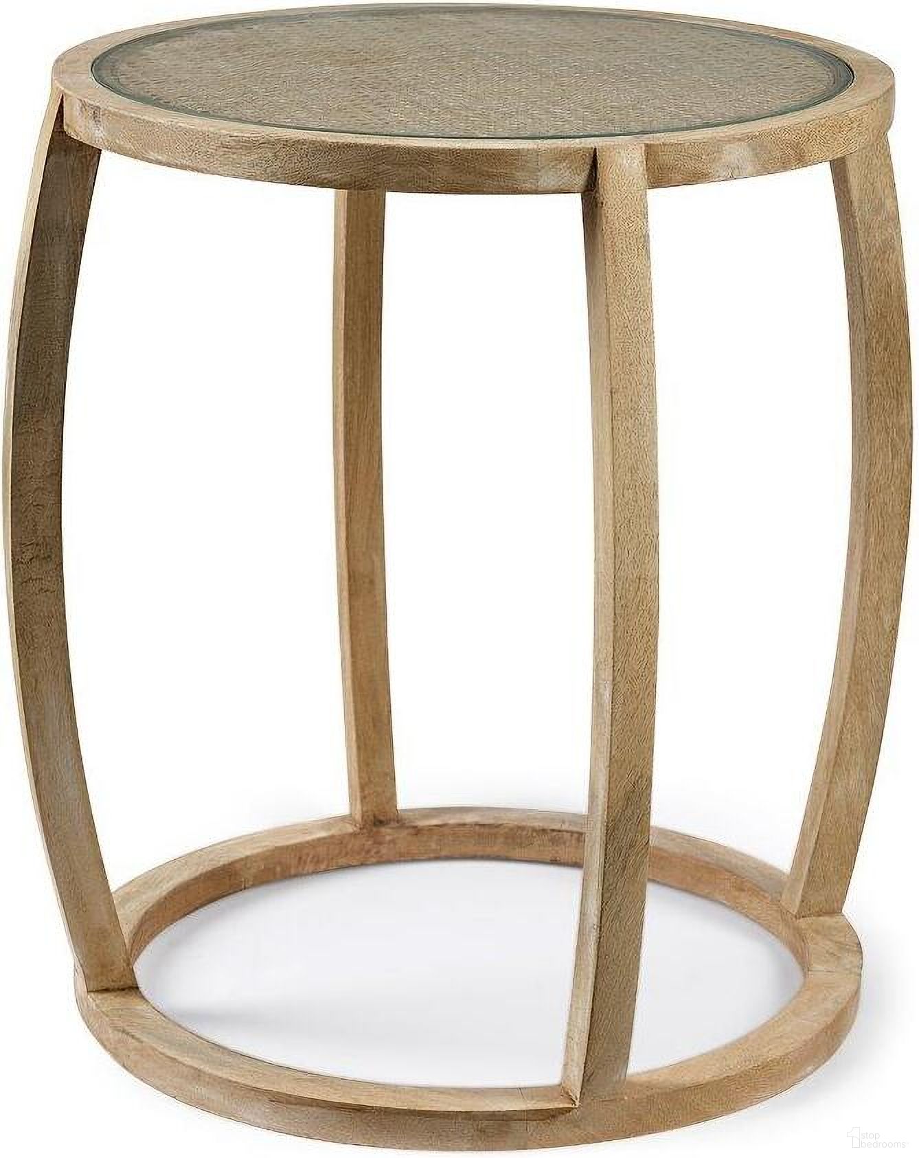 Hubbard I Light Brown Wood Round Top With Glass Accent Table