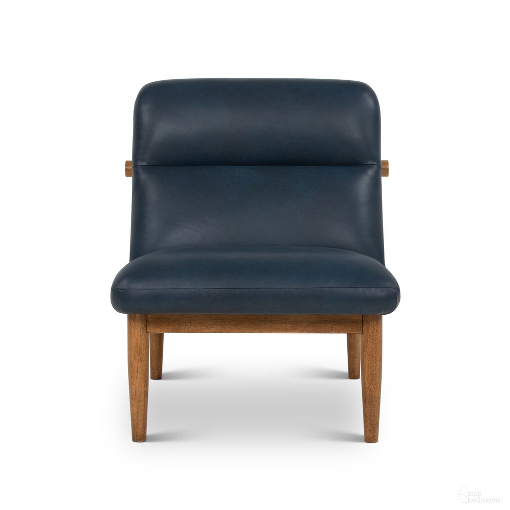 The appearance of Hudson Leather Accent Chair In Oxford Blue designed by Urbia in the modern / contemporary interior design. This oxford blue piece of furniture was selected by 1StopBedrooms from Metro Collection to add a touch of cosiness and style into your home. Sku: VC-1135-C-DROXBLU. Material: Genuine Leather.