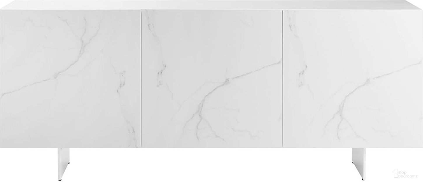 The appearance of Hugo Marbled Porcelain Buffet with Storage In White designed by Casabianca Home in the modern / contemporary interior design. This white piece of furniture was selected by 1StopBedrooms from Hugo Collection to add a touch of cosiness and style into your home. Sku: US-511WHMAR. Material: Porcelain.
