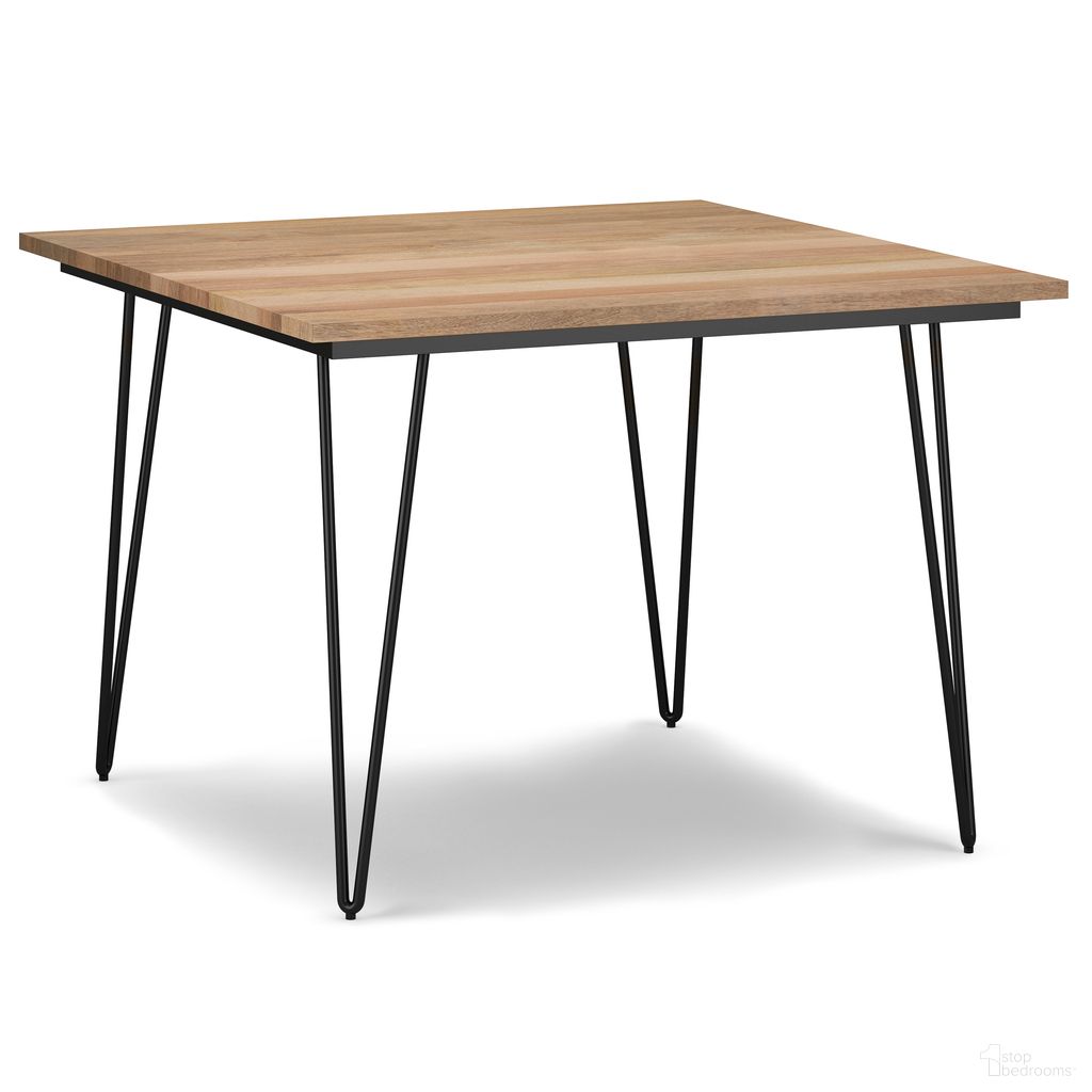 The appearance of Hunter 42-inch Square Dining Table In Natural designed by Simpli Home in the industrial interior design. This natural piece of furniture was selected by 1StopBedrooms from Hunter Collection to add a touch of cosiness and style into your home. Sku: AXCHUN-DT-42SQ. Table Base Style: Legs. Table Top Shape: Square. Size: 42" x 42". Material: Mango Wood.