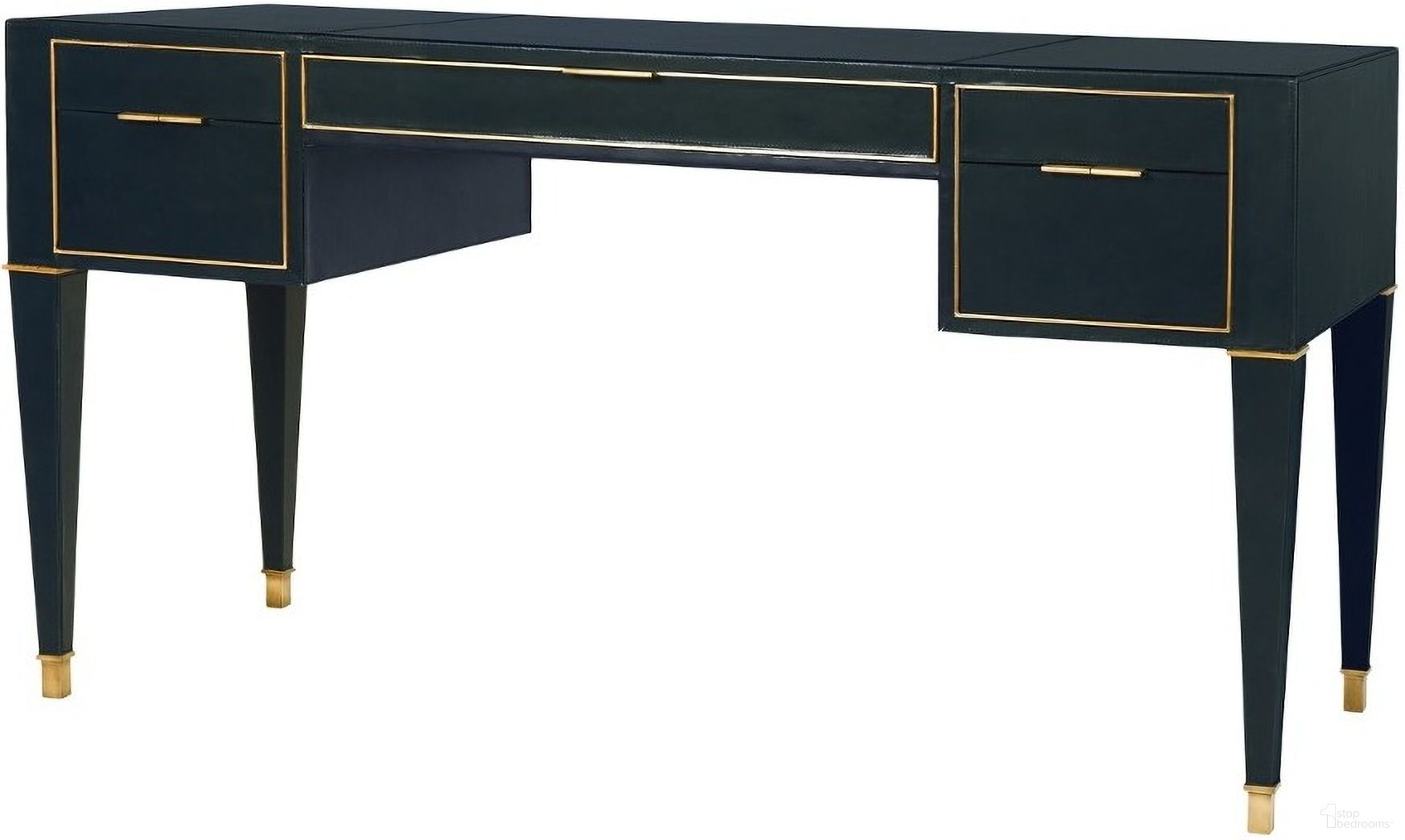 The appearance of Hunter Desk In Black designed by Villa & House in the transitional interior design. This black piece of furniture was selected by 1StopBedrooms from Hunter Collection to add a touch of cosiness and style into your home. Sku: HNT-350-401. Material: Leather.