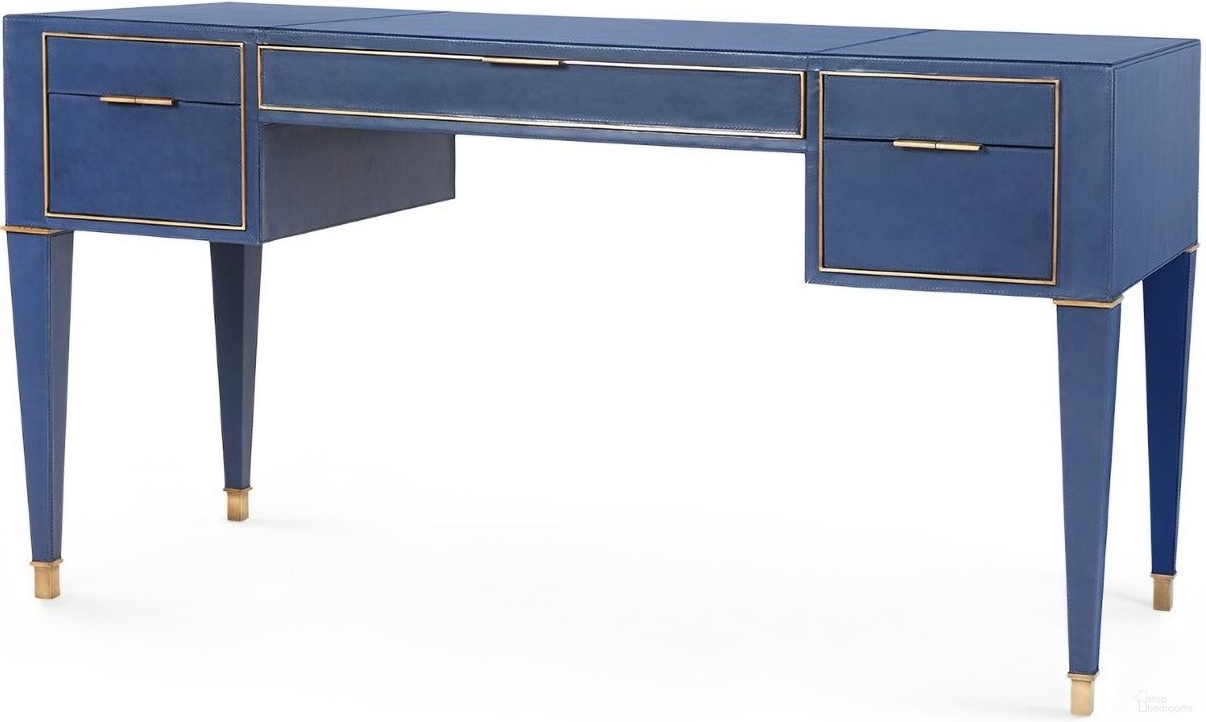 The appearance of Hunter Desk In Navy Blue designed by Villa & House in the transitional interior design. This navy blue piece of furniture was selected by 1StopBedrooms from Hunter Collection to add a touch of cosiness and style into your home. Sku: HNT-350-408. Material: Leather.