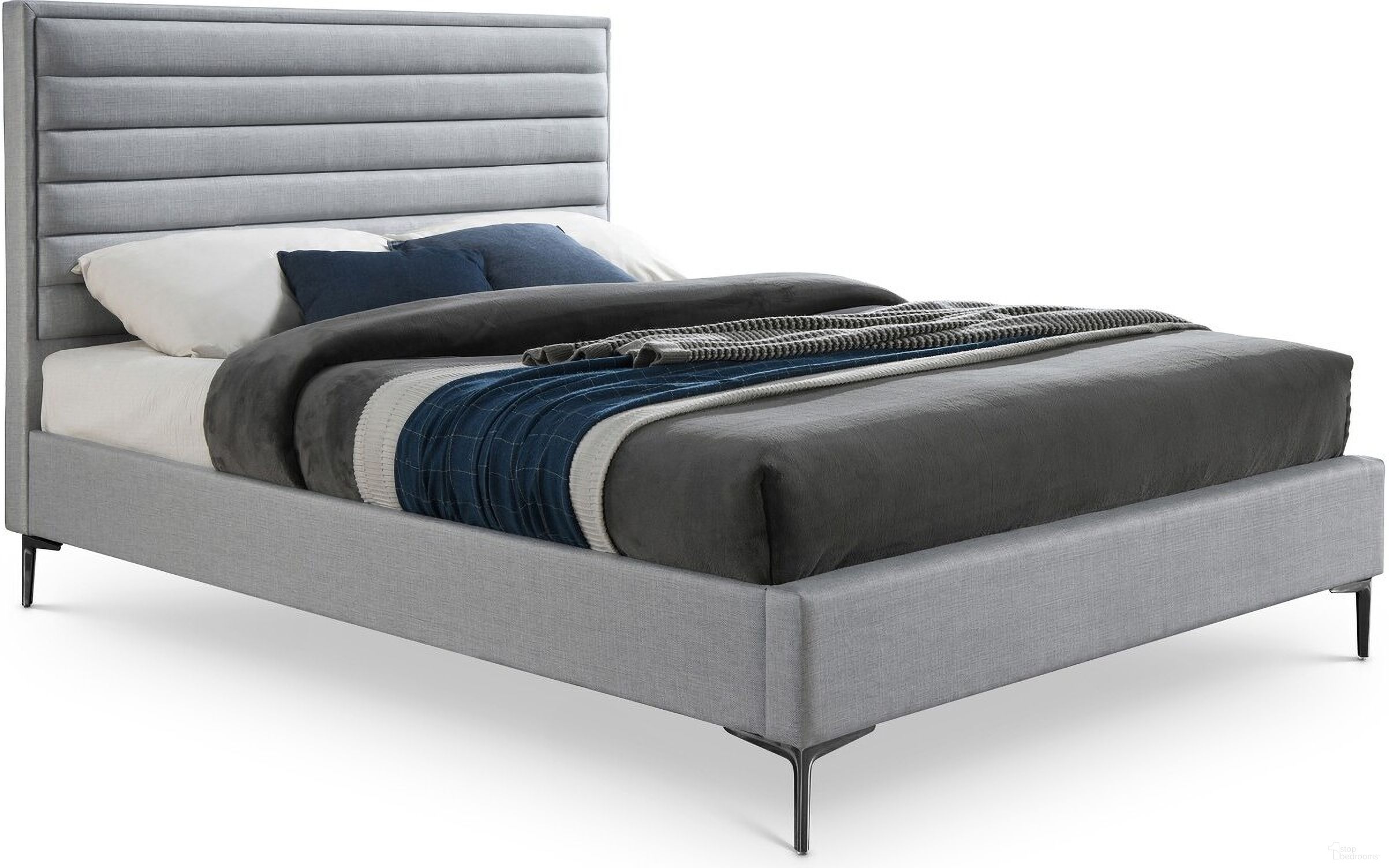 Hunter Linen Textured King Bed In Grey