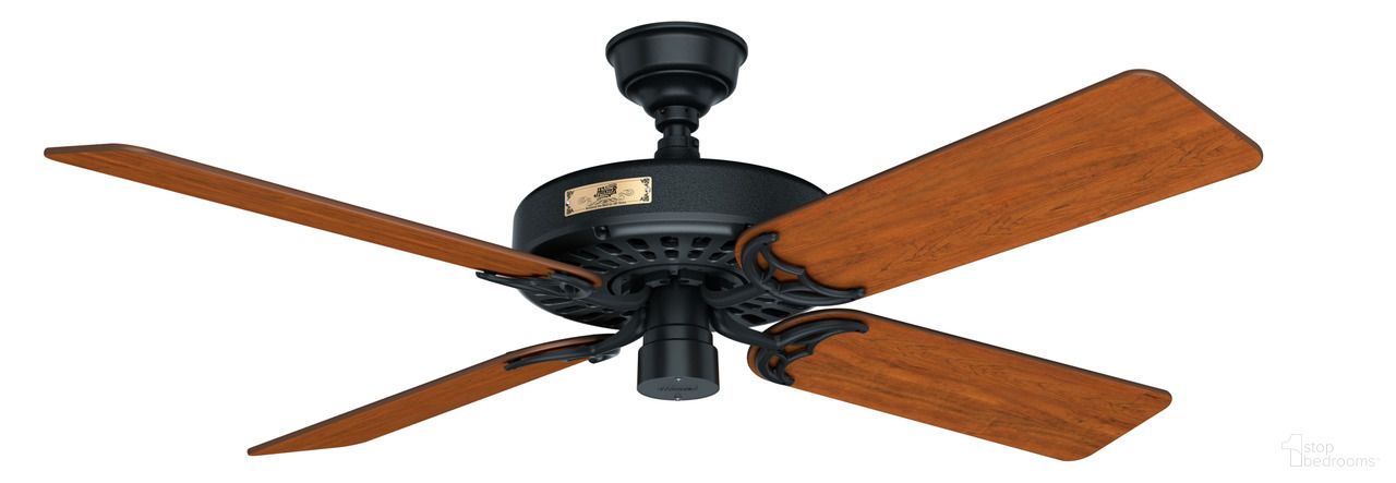 Hunter Original 52 Inch Damp Rated Ceiling Fan and Pull Chain In Walnut and Matte Black