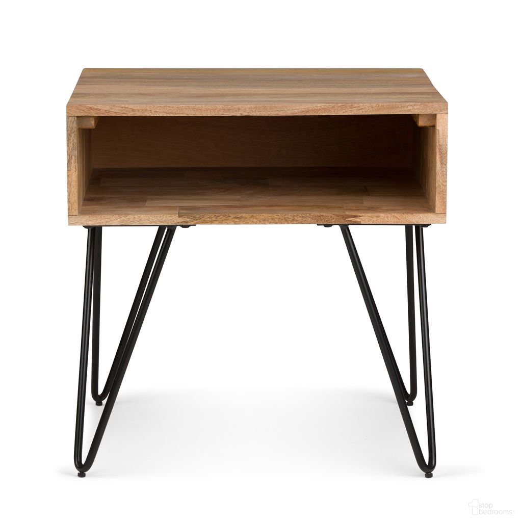 The appearance of Hunter Solid Mango Wood End Table In Natural designed by Simpli Home in the industrial interior design. This natural piece of furniture was selected by 1StopBedrooms from Hunter Collection to add a touch of cosiness and style into your home. Sku: AXCHUN-02. Material: Mango Wood.
