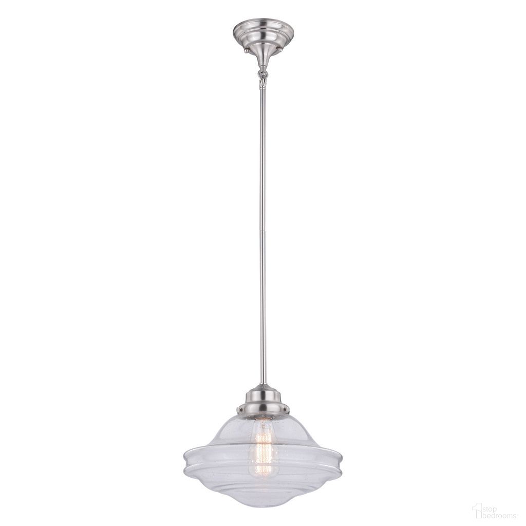 The appearance of Huntley 12 Inch Pendant Clear Glass In Satin Nickel designed by Vaxcel in the country / farmhouse interior design. This satin nickel piece of furniture was selected by 1StopBedrooms from Huntley Collection to add a touch of cosiness and style into your home. Sku: P0268. Material: Steel.