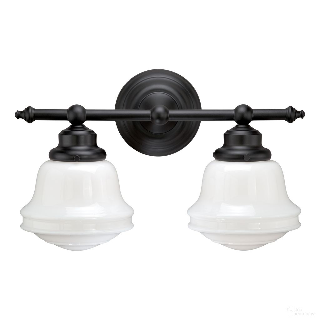 The appearance of Huntley 2L Vanity Milk Glass In Oil Rubbed Bronze designed by Vaxcel in the country / farmhouse interior design. This oil rubbed bronze piece of furniture was selected by 1StopBedrooms from Huntley Collection to add a touch of cosiness and style into your home. Sku: W0168. Material: Steel.