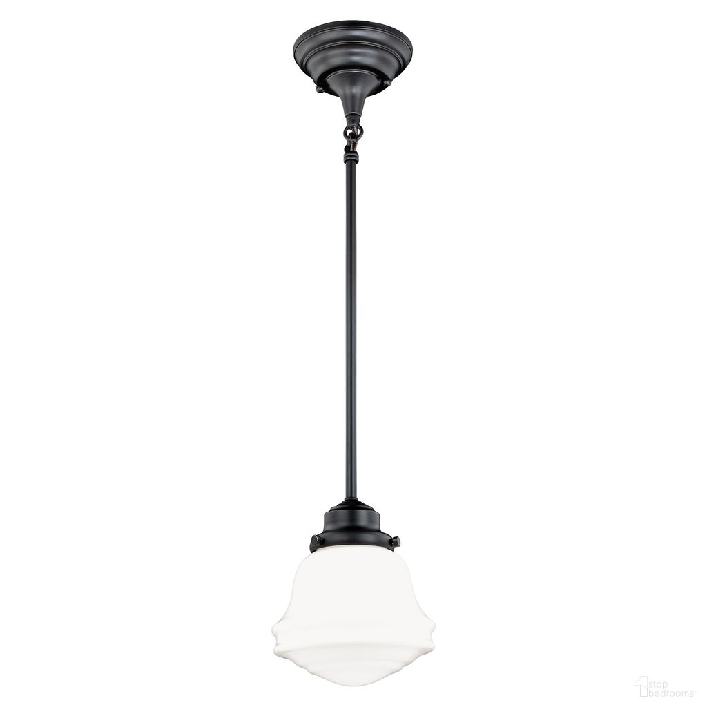 The appearance of Huntley 6.25 Inch Mini Pendant Milk Glass In Oil Rubbed Bronze designed by Vaxcel in the country / farmhouse interior design. This oil rubbed bronze piece of furniture  was selected by 1StopBedrooms from Huntley Collection to add a touch of cosiness and style into your home. Sku: P0241. Material: Steel.