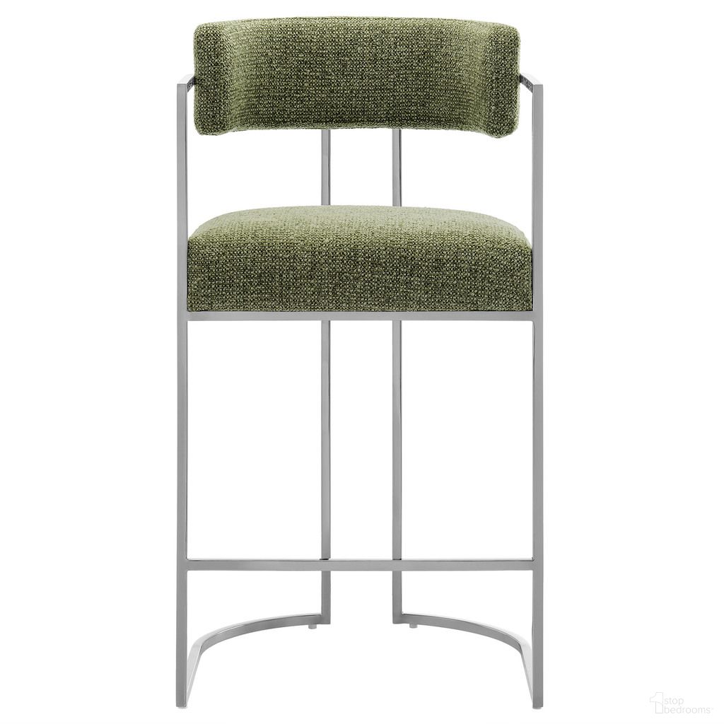 The appearance of Huron Curved Back Fabric and Metal Counter Stool In Silver Leaf designed by Modway in the modern / contemporary interior design. This silver leaf piece of furniture was selected by 1StopBedrooms from Huron Collection to add a touch of cosiness and style into your home. Sku: EEI-7227-SLV-LEA. Material: Fabric.