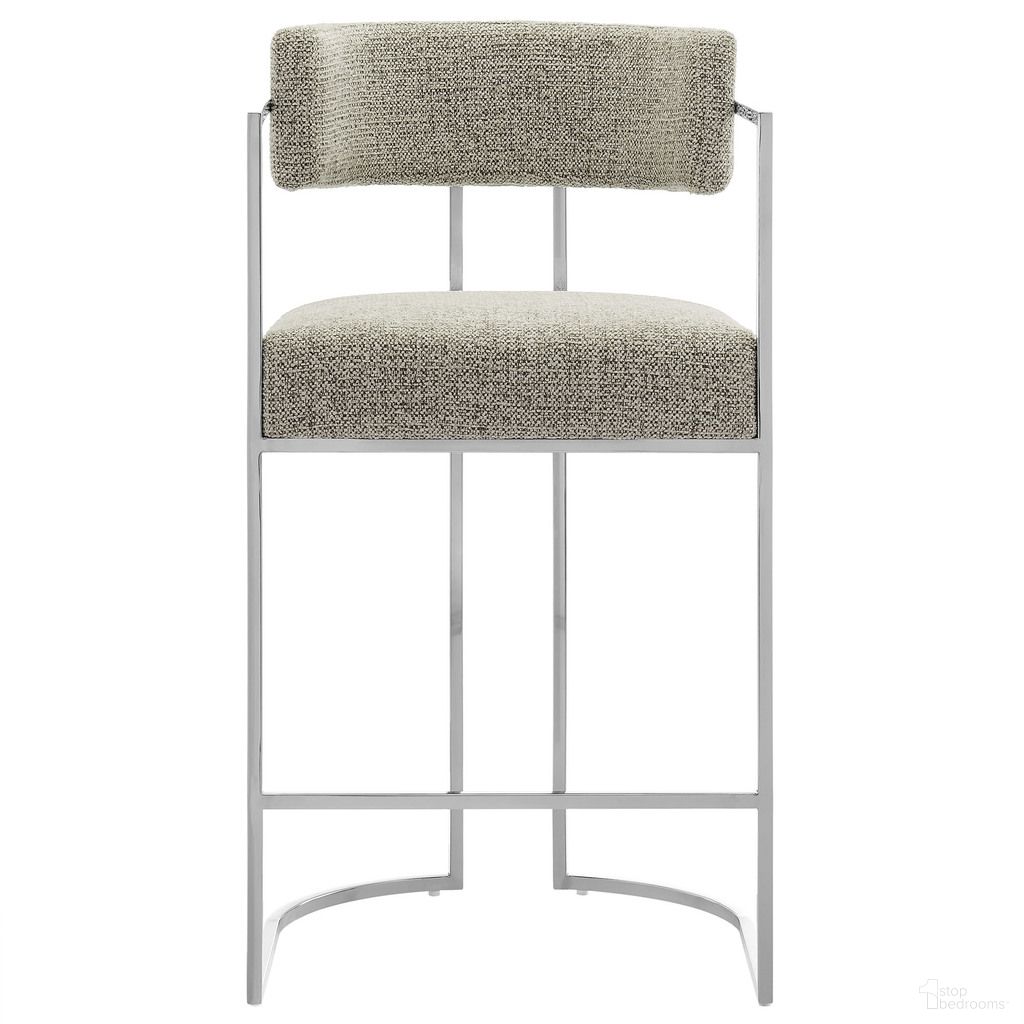 The appearance of Huron Curved Back Fabric and Metal Counter Stool In Silver Wheat designed by Modway in the modern / contemporary interior design. This silver wheat piece of furniture  was selected by 1StopBedrooms from Huron Collection to add a touch of cosiness and style into your home. Sku: EEI-7227-SLV-WHE. Material: Fabric.