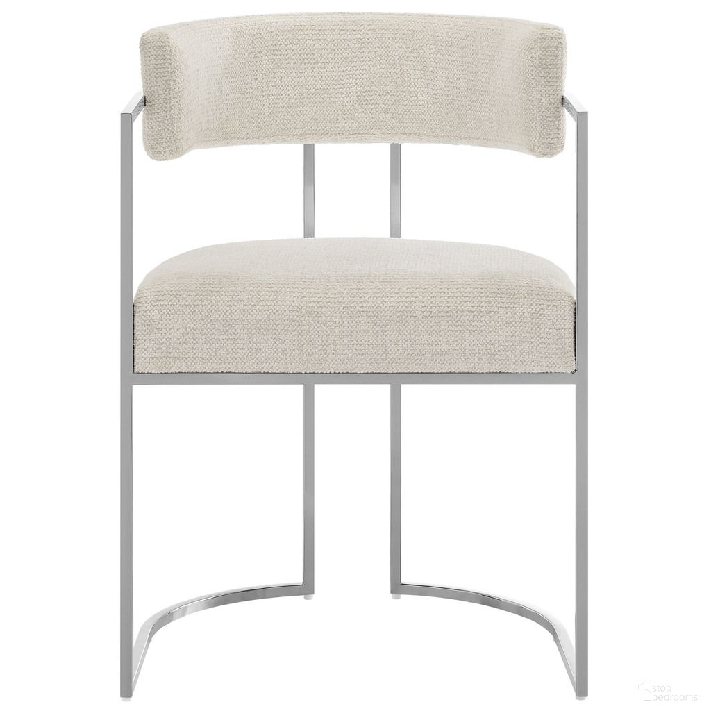 The appearance of Huron Curved Back Fabric and Metal Dining Accent Chair In Silver and Cream designed by Modway in the modern / contemporary interior design. This silver/cream piece of furniture was selected by 1StopBedrooms from Huron Collection to add a touch of cosiness and style into your home. Sku: EEI-7228-SLV-CRE. Material: Fabric. Chair Type: Arm Chair.