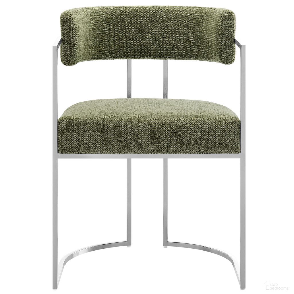 The appearance of Huron Curved Back Fabric and Metal Dining Accent Chair In Silver Leaf designed by Modway in the modern / contemporary interior design. This silver leaf piece of furniture was selected by 1StopBedrooms from Huron Collection to add a touch of cosiness and style into your home. Sku: EEI-7228-SLV-LEA. Material: Fabric. Chair Type: Arm Chair.