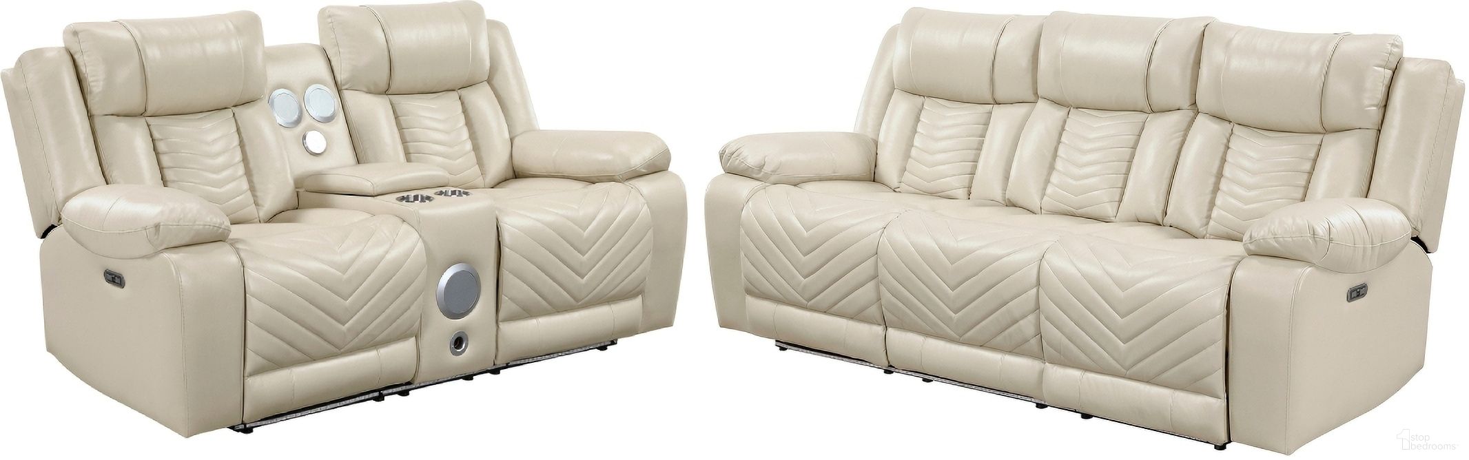 The appearance of Huron Power Double Reclining Living Room Set In Beige designed by Homelegance in the modern / contemporary interior design. This beige piece of furniture  was selected by 1StopBedrooms from Huron Collection to add a touch of cosiness and style into your home. Sku: 8457BEG-3PW;8457BEG-2PW. Material: Faux Leather.