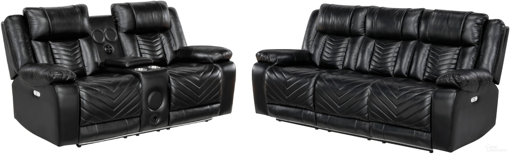 The appearance of Huron Power Double Reclining Living Room Set In Black designed by Homelegance in the modern / contemporary interior design. This black piece of furniture was selected by 1StopBedrooms from Huron Collection to add a touch of cosiness and style into your home. Sku: 8457BLK-3PW;8457BLK-2PW. Material: Faux Leather.