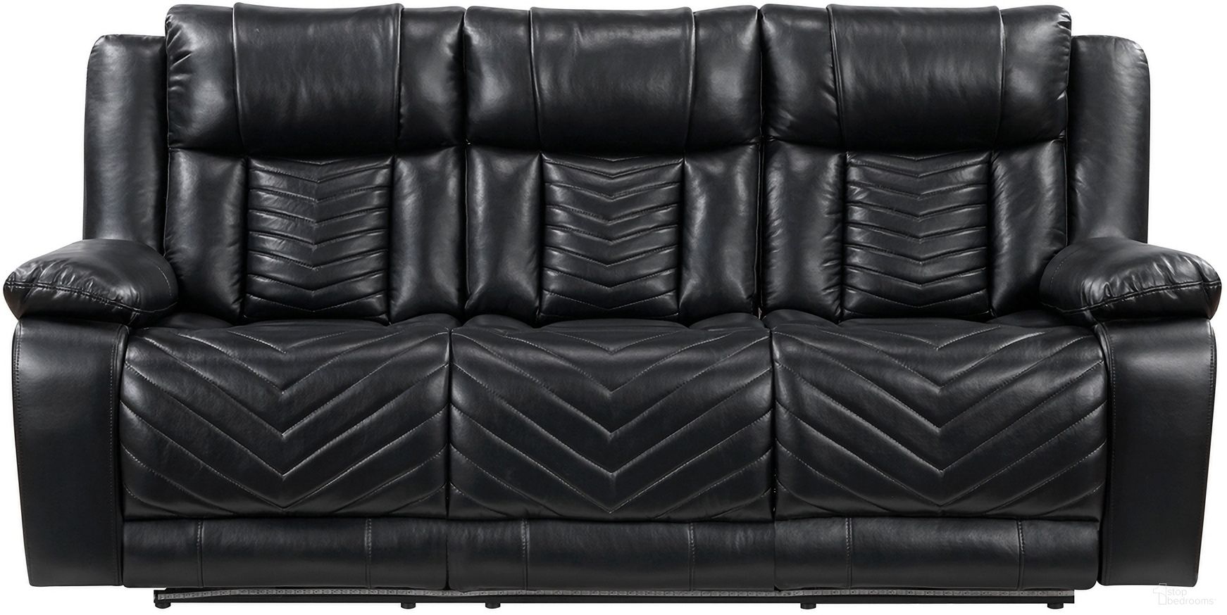 The appearance of Huron Power Double Reclining Sofa with Center Drop-Down Cup Holders and Charging Ports In Black designed by Homelegance in the modern / contemporary interior design. This black piece of furniture was selected by 1StopBedrooms from Huron Collection to add a touch of cosiness and style into your home. Sku: 8457BLK-3PW. Material: Faux Leather.