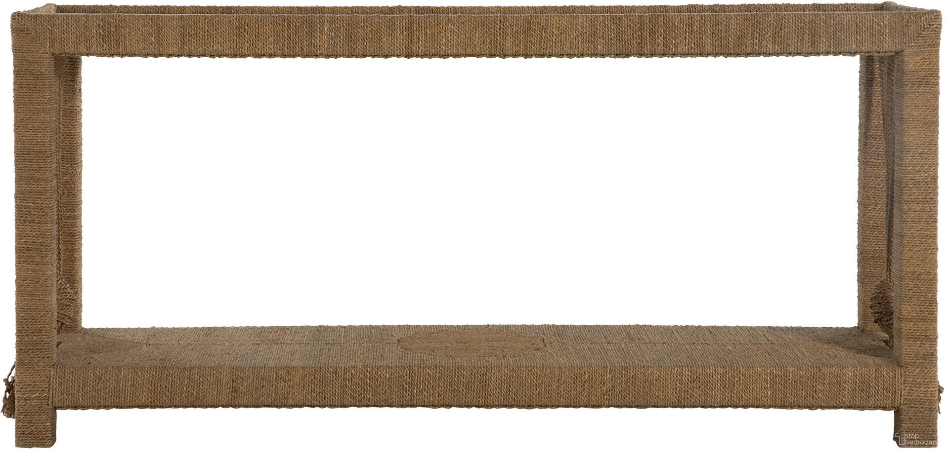 The appearance of Hutch Console Table In Natural Seagrass and Tempered Glass designed by Gabby in the transitional interior design. This natural seagrass/tempered glass piece of furniture was selected by 1StopBedrooms from Hutch Collection to add a touch of cosiness and style into your home. Sku: SCH-163295. Material: Mindi Veneer.