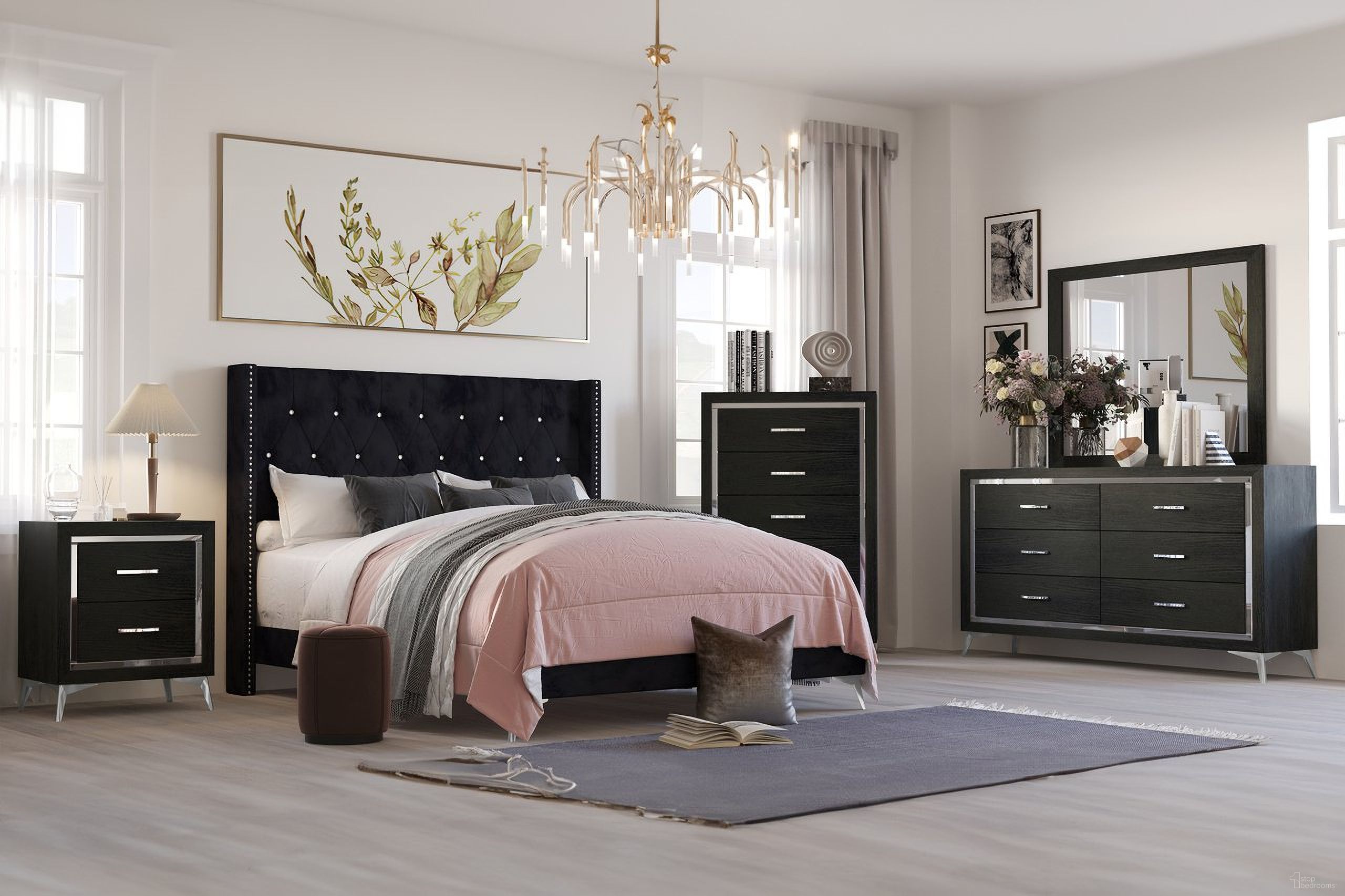 The appearance of Huxley Bedroom Set In Black designed by New Classic in the modern / contemporary interior design. This black piece of furniture  was selected by 1StopBedrooms from Huxley Collection to add a touch of cosiness and style into your home. Sku: B3365-315;B3365-335;B3365-040. Material: Wood. Bed Size: Queen.