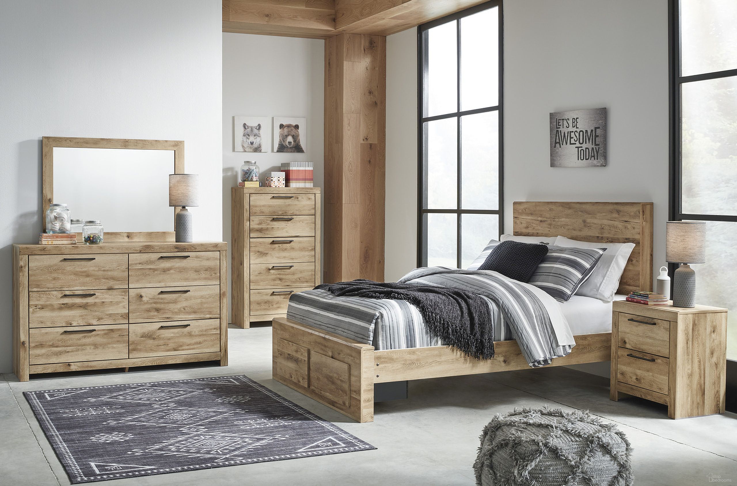 The appearance of Hyanna Tan Youth Panel Storage Bedroom Set designed by Signature Design by Ashley in the modern / contemporary interior design. This brown piece of furniture  was selected by 1StopBedrooms from Hyanna Collection to add a touch of cosiness and style into your home. Sku: B100-12;B1050-84S;B1050-87;B1050-89;B1050-92. Bed Type: Storage Bed. Material: Wood. Bed Size: Full.