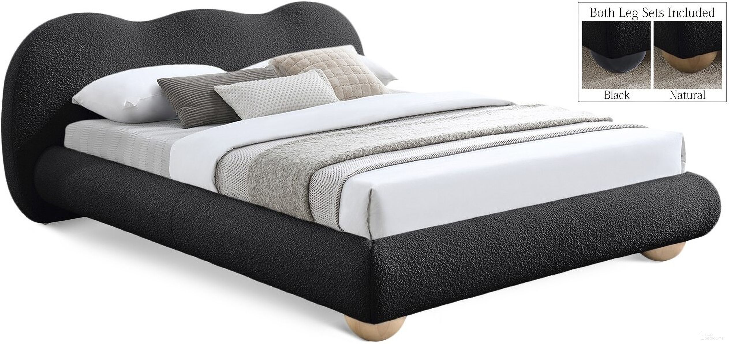 The appearance of Hyde Boucle Fabric King Bed In Black designed by Meridian in the modern / contemporary interior design. This black piece of furniture was selected by 1StopBedrooms from Hyde Collection to add a touch of cosiness and style into your home. Sku: HydeBlack-K Box 1/3 (Headboard);HydeBlack-K Box 2/3 (Footboard / Rails / Legs / Hardware);HydeBlack-K Box 3/3 (Slats). Bed Type: Panel Bed. Bed Size: King. Material: Rubberwood.