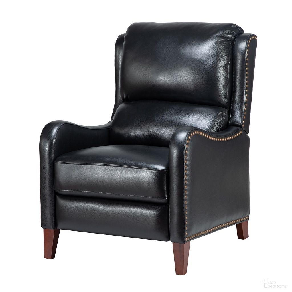 The appearance of Hyde Genuine Leather Recliner In Black designed by Karat Home in the modern / contemporary interior design. This black piece of furniture was selected by 1StopBedrooms from Hyde Collection to add a touch of cosiness and style into your home. Sku: RCLB0052-BLACK. Material: Genuine Leather.