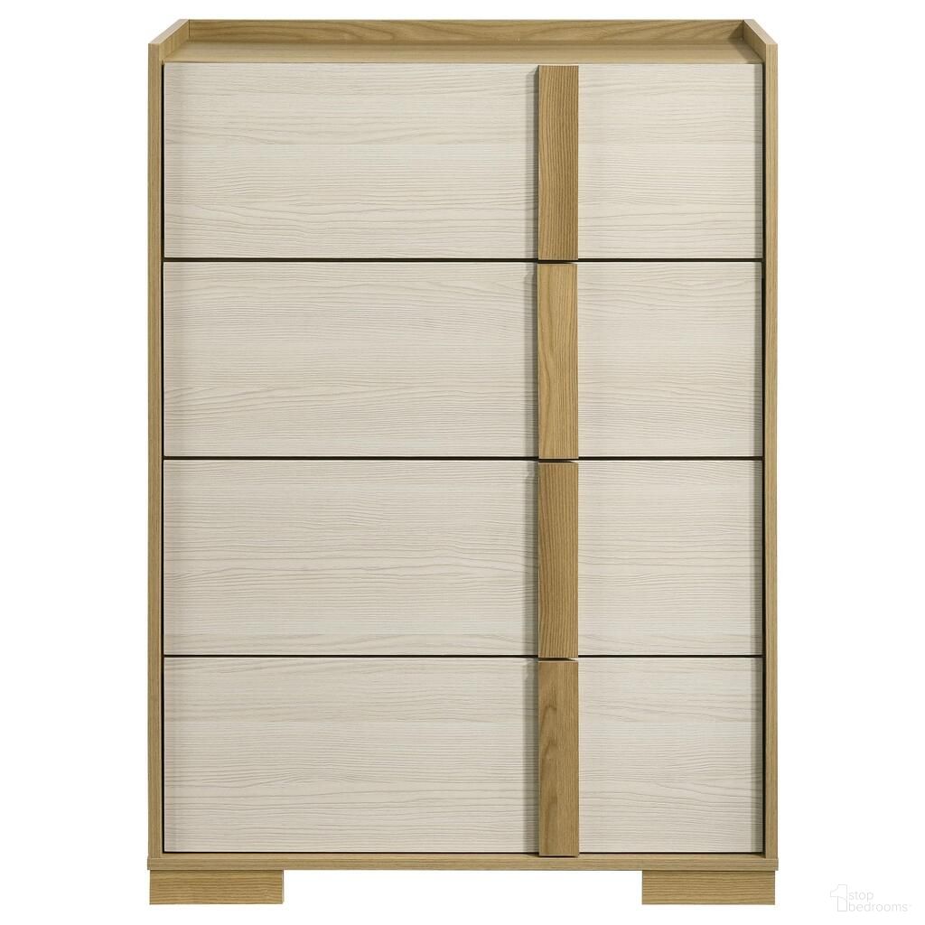 The appearance of Hyland 4-Drawer Chest of Drawers In Natural designed by Coaster in the coastal interior design. This natural piece of furniture was selected by 1StopBedrooms from Hyland Collection to add a touch of cosiness and style into your home. Sku: 215655. Material: Wood.