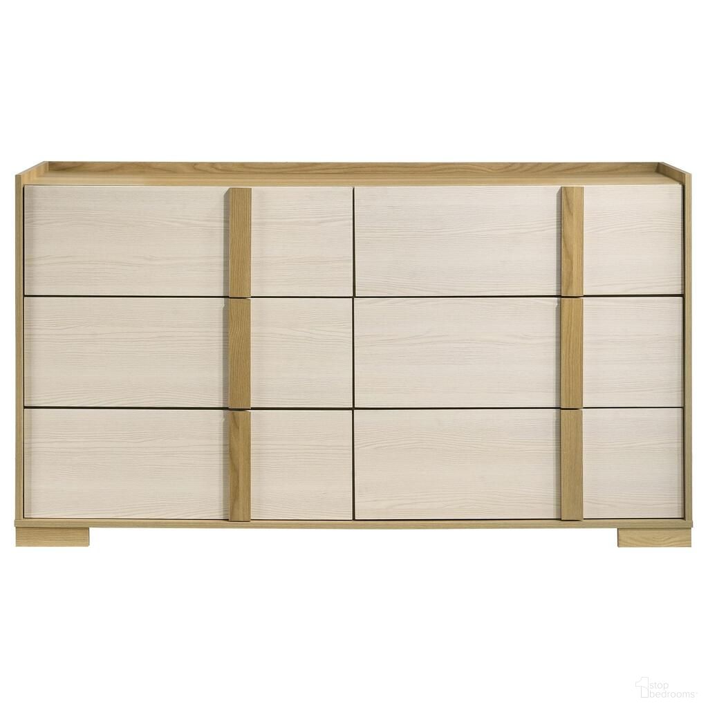 The appearance of Hyland 6-Drawer Dresser In Natural designed by Coaster in the coastal interior design. This natural piece of furniture  was selected by 1StopBedrooms from Hyland Collection to add a touch of cosiness and style into your home. Sku: 215653. Material: Wood.