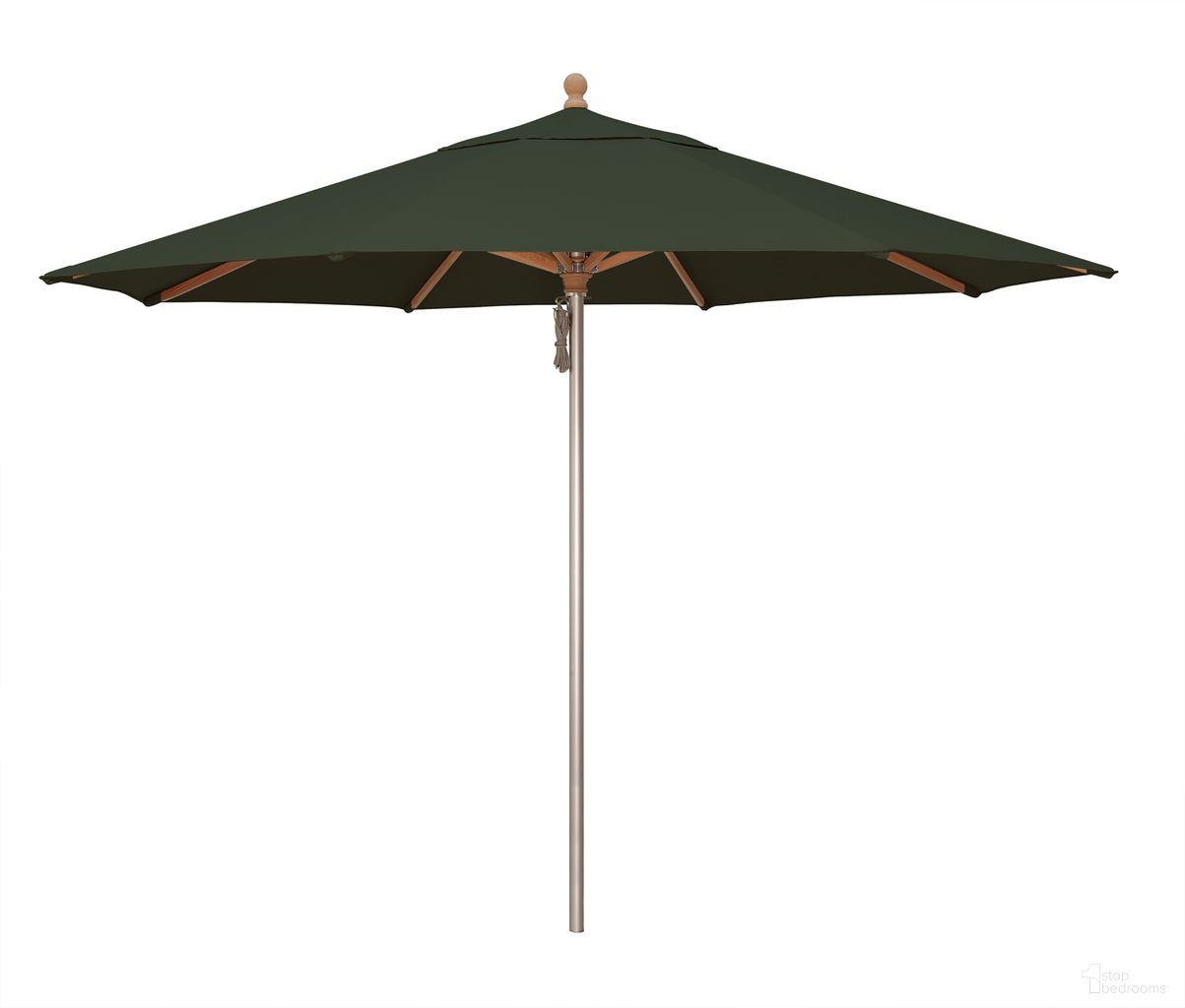 Ibiza 11' Wood and Aluminum Umbrella In Forest Green