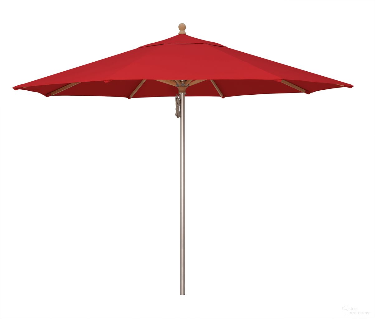 Ibiza 11' Wood and Aluminum Umbrella In Jockey Red