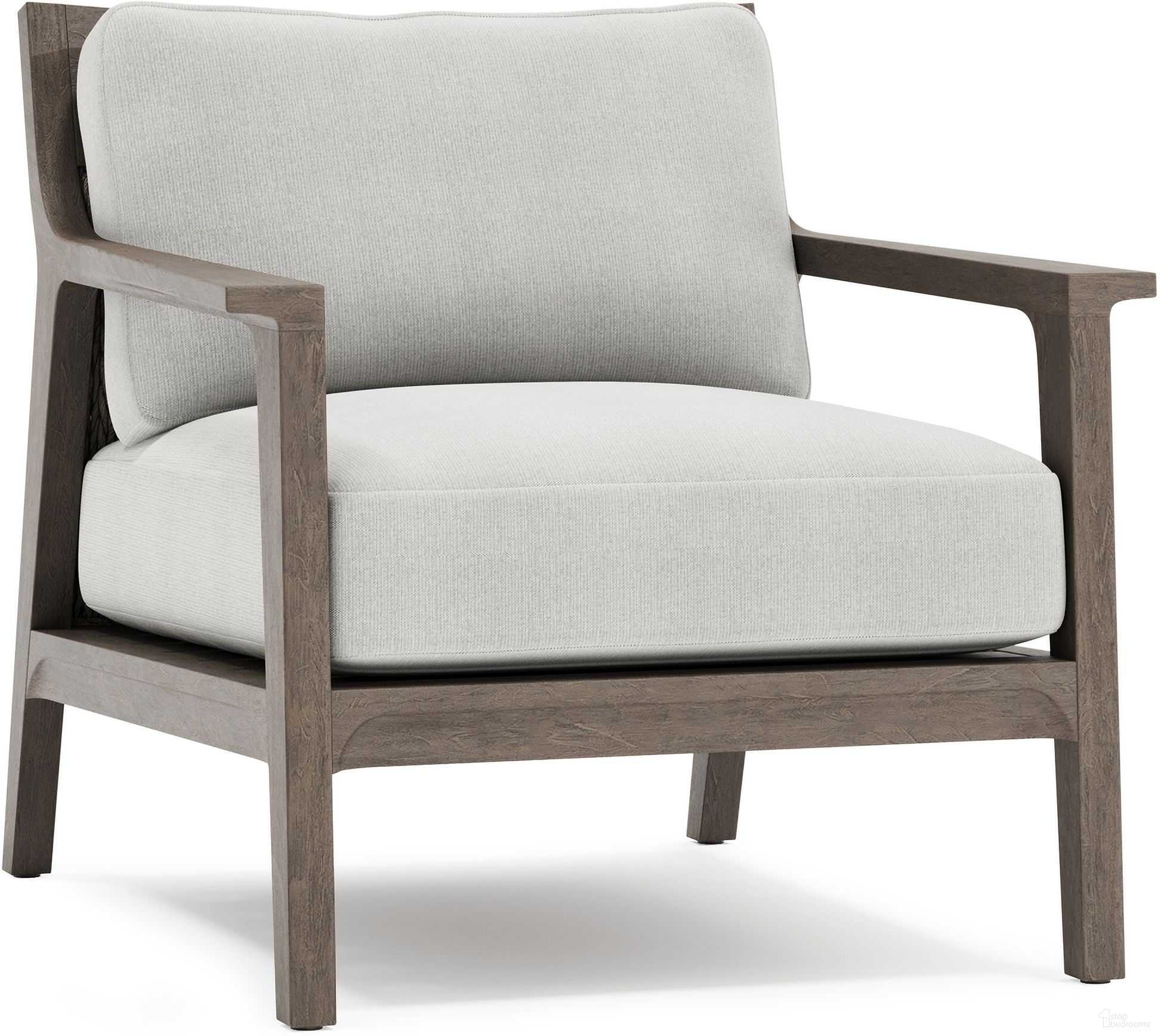The appearance of Ibiza Outdoor Chair designed by Bernhardt in the modern / contemporary interior design. This weathered teak solid piece of furniture  was selected by 1StopBedrooms from Ibiza Collection to add a touch of cosiness and style into your home. Sku: O1022A. Material: Wood. Upholstery Material: Solid Fabric.