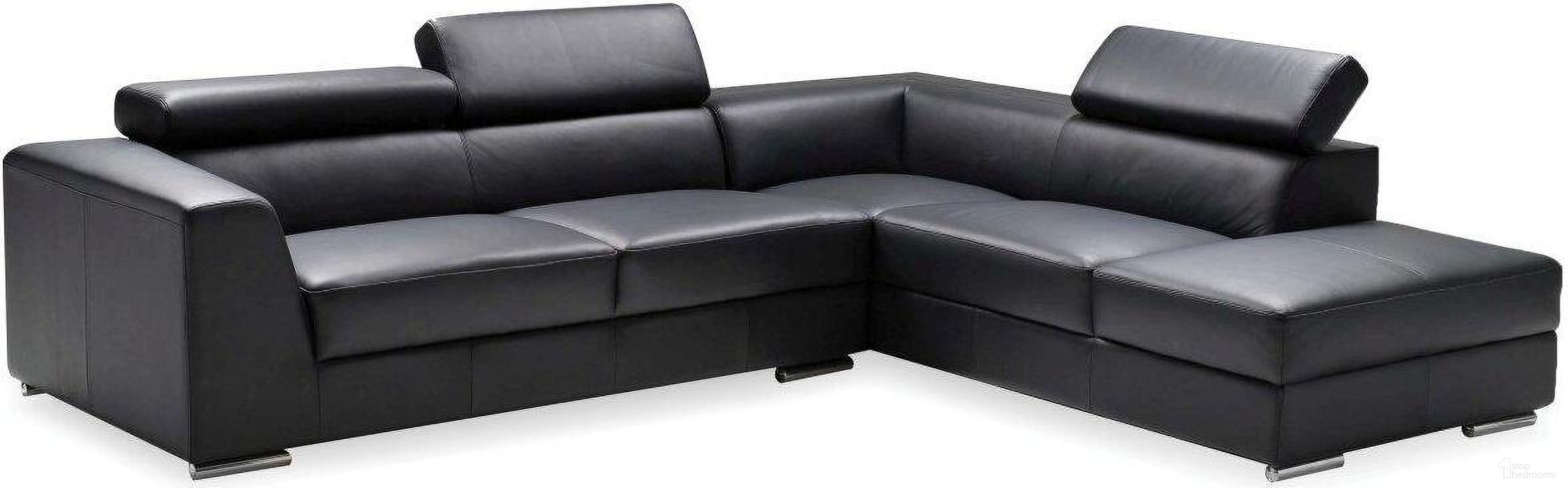 The appearance of Icon Black Premium Leather Right Side Facing Chaise Sectional designed by Mobital in the modern / contemporary interior design. This black piece of furniture was selected by 1StopBedrooms from Icon Collection to add a touch of cosiness and style into your home. Sku: SER-ICON-BLAC-PREMI. Material: Leather. Layout: L-Shape. Orientation: RAF.