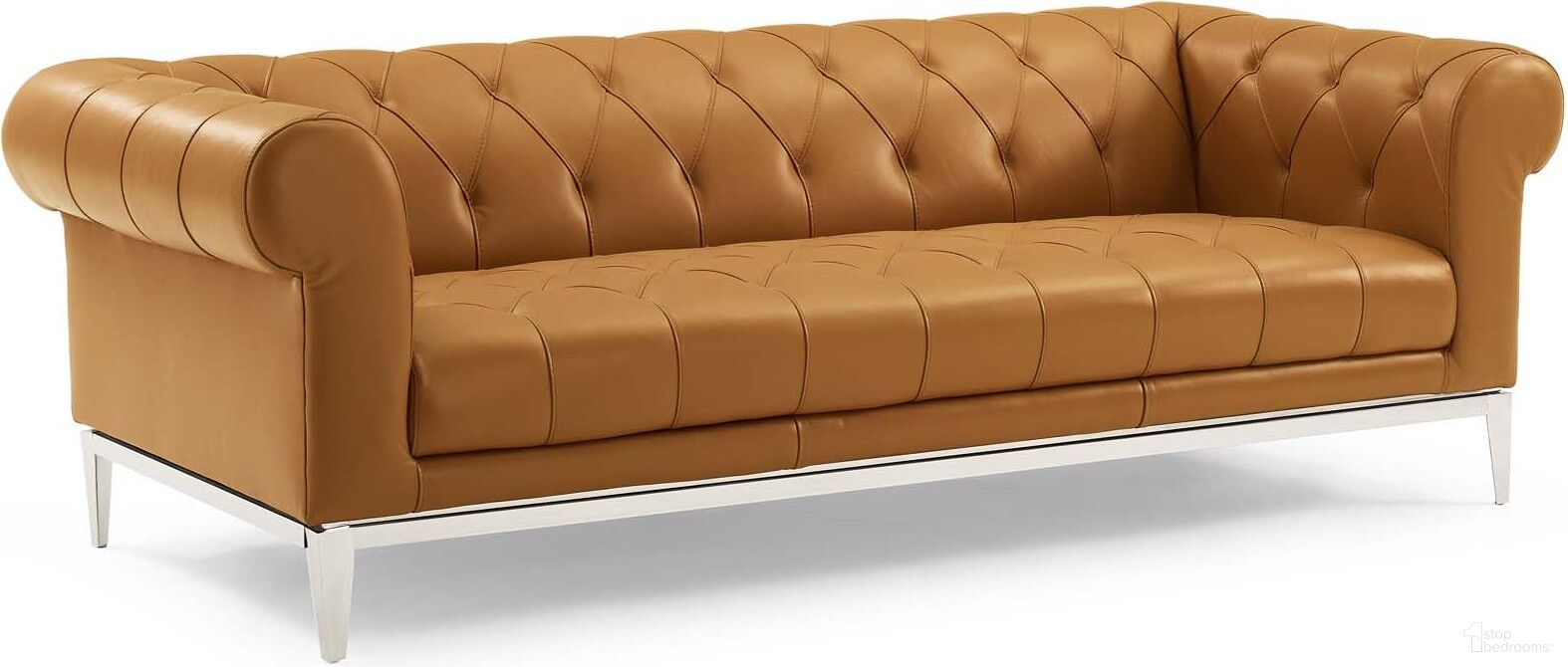 The appearance of Idyll Tan Tufted Button Upholstered Leather Chesterfield Sofa designed by Modway in the modern / contemporary interior design. This tan piece of furniture was selected by 1StopBedrooms from Idyll Collection to add a touch of cosiness and style into your home. Sku: EEI-3441-TAN. Material: Wood.