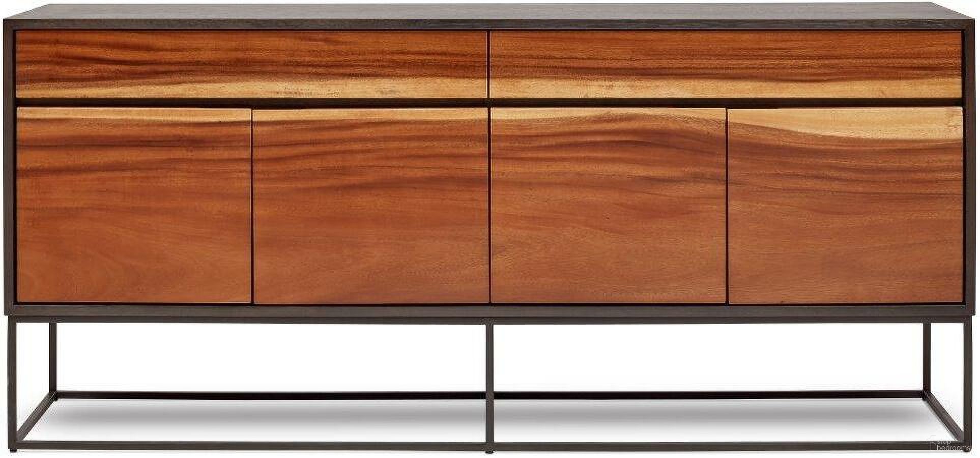 The appearance of IE Series Yoga Buffet In Suar And Black Base designed by Urbia in the modern / contemporary interior design. This black piece of furniture  was selected by 1StopBedrooms from IE Series Collection to add a touch of cosiness and style into your home. Sku: IE-YOGA-BUF. Material: Solid Wood.