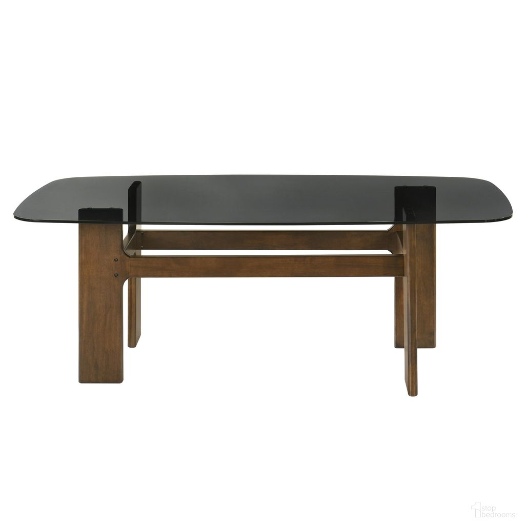 The appearance of Ileena 79 Inch Rectangle Wood Dining Table with Tempered Glass Top In Euro Gray and Walnut designed by Armen Living in the transitional interior design. This euro gray/walnut piece of furniture was selected by 1StopBedrooms from Ileena Collection to add a touch of cosiness and style into your home. Sku: LCIEDIGRTOP;LCIEWABA. Table Base Style: Trestle. Table Top Shape: Rectangular. Size: 30" x 79". Material: Tempered Glass.