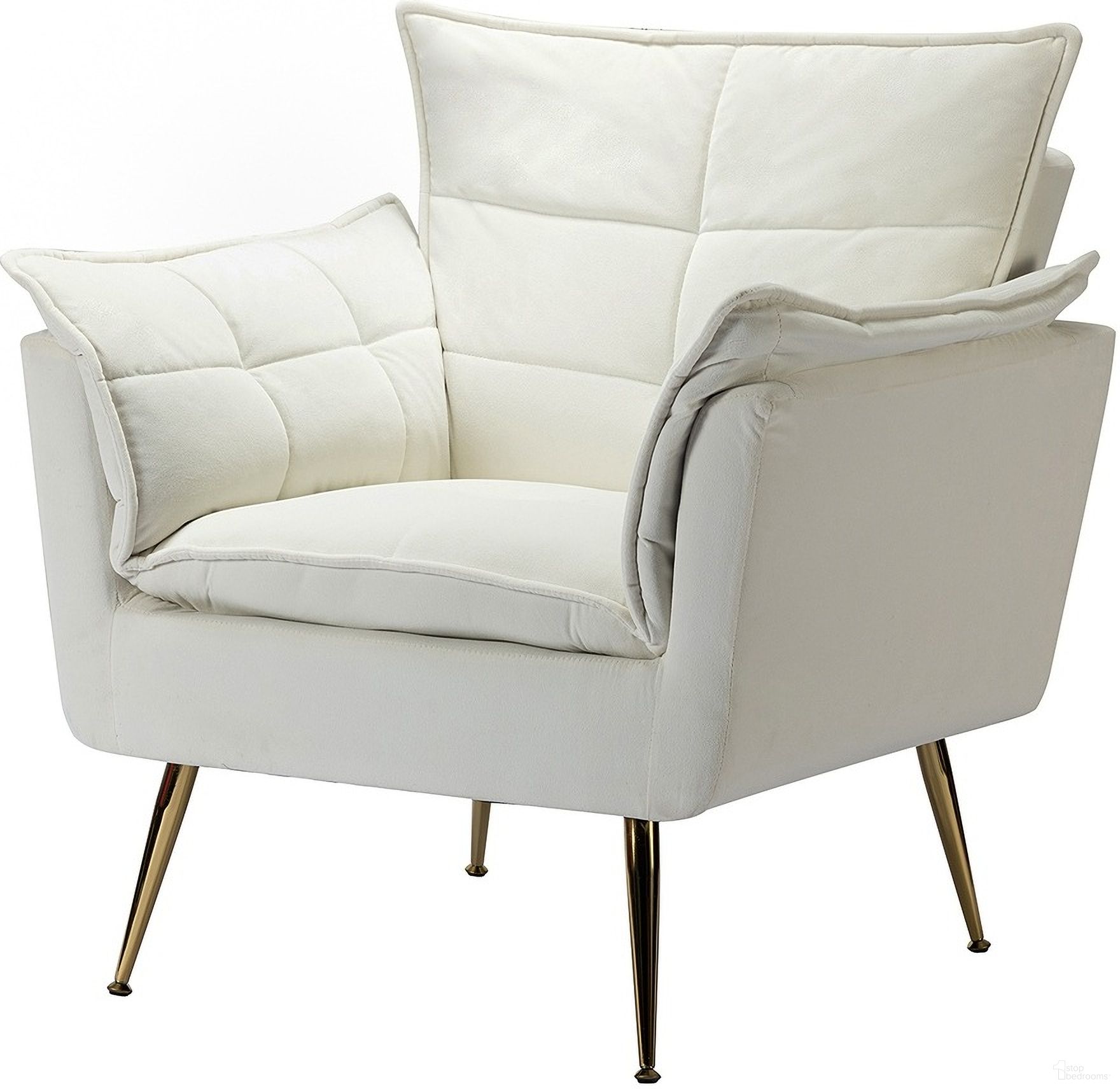 The appearance of Ilia Armchair In Ivory designed by Karat Home in the modern / contemporary interior design. This ivory piece of furniture was selected by 1StopBedrooms from Ilia Collection to add a touch of cosiness and style into your home. Sku: CHWH0284-IVORY. Material: Velvet.