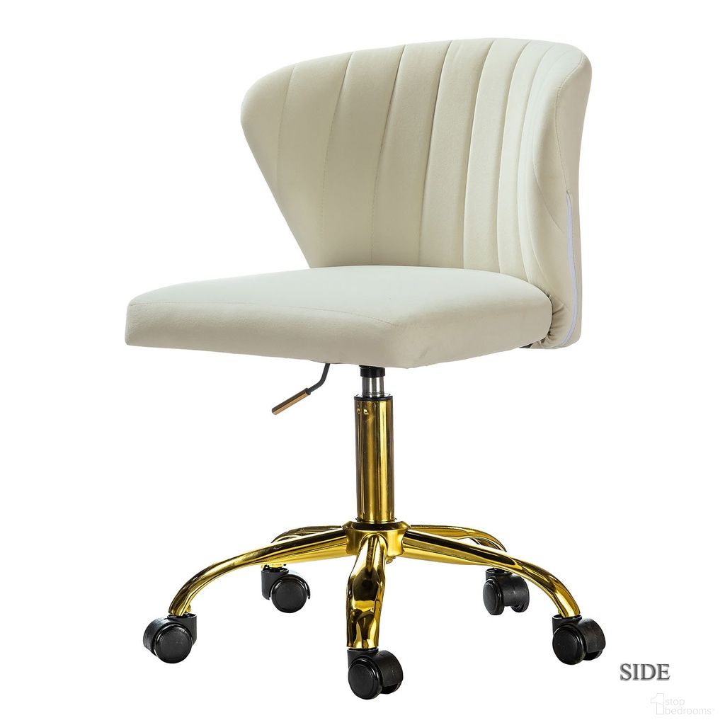 The appearance of Ilia Task Chair In Ivory designed by Karat Home in the modern / contemporary interior design. This ivory piece of furniture  was selected by 1StopBedrooms from Ilia Collection to add a touch of cosiness and style into your home. Sku: OFM0051-IVORY. Material: Velvet.