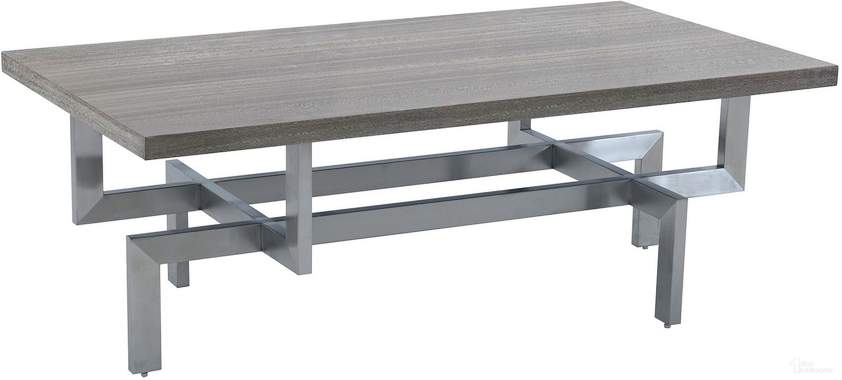 The appearance of Illusion Gray Wood Coffee Table with Brushed Stainless Steel Base designed by Armen Living in the modern / contemporary interior design. This stainless steel piece of furniture  was selected by 1StopBedrooms from Illusion Collection to add a touch of cosiness and style into your home. Sku: LCILCOBSGR. Material: Wood.