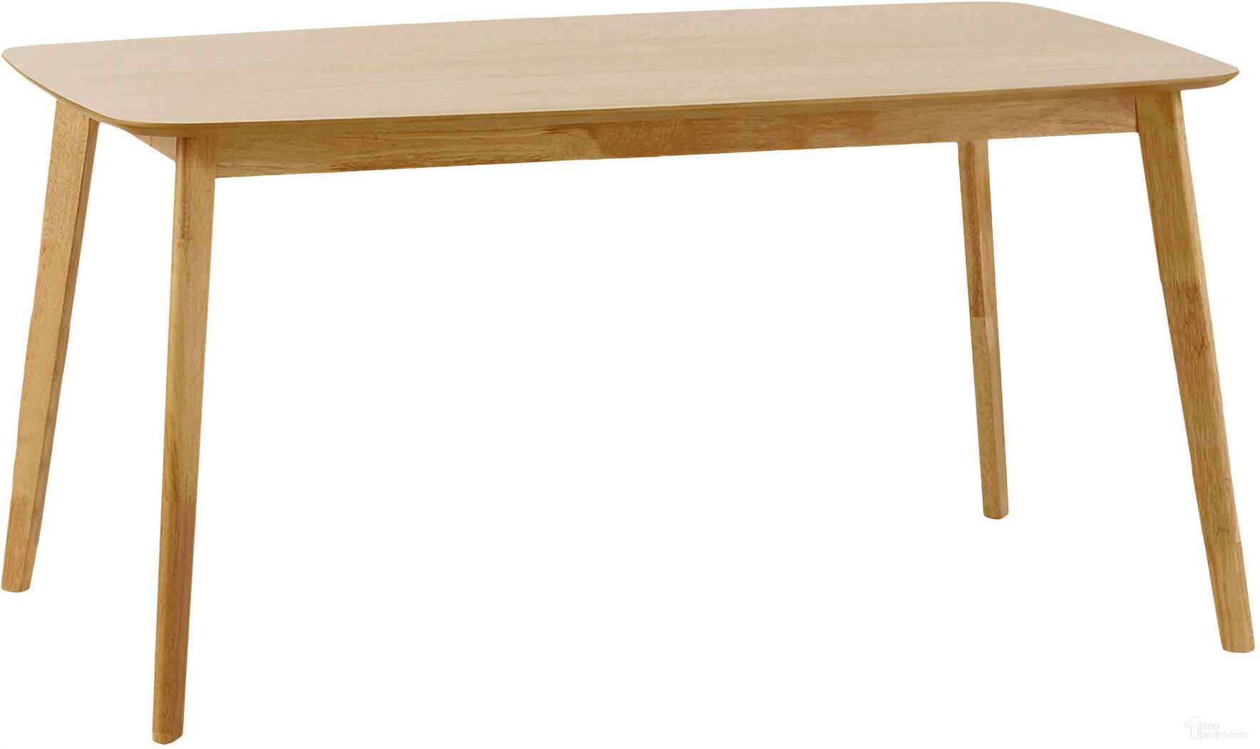 The appearance of Illusory Dining Table with Rectangle Tabletop and Splayed Legs In Oak designed by Noble House in the transitional interior design. This oak piece of furniture  was selected by 1StopBedrooms from Illusory Collection to add a touch of cosiness and style into your home. Sku: 58907.00OAK. Table Base Style: Legs. Table Top Shape: Rectangular. Size: 36" x 59". Material: Solid Wood.