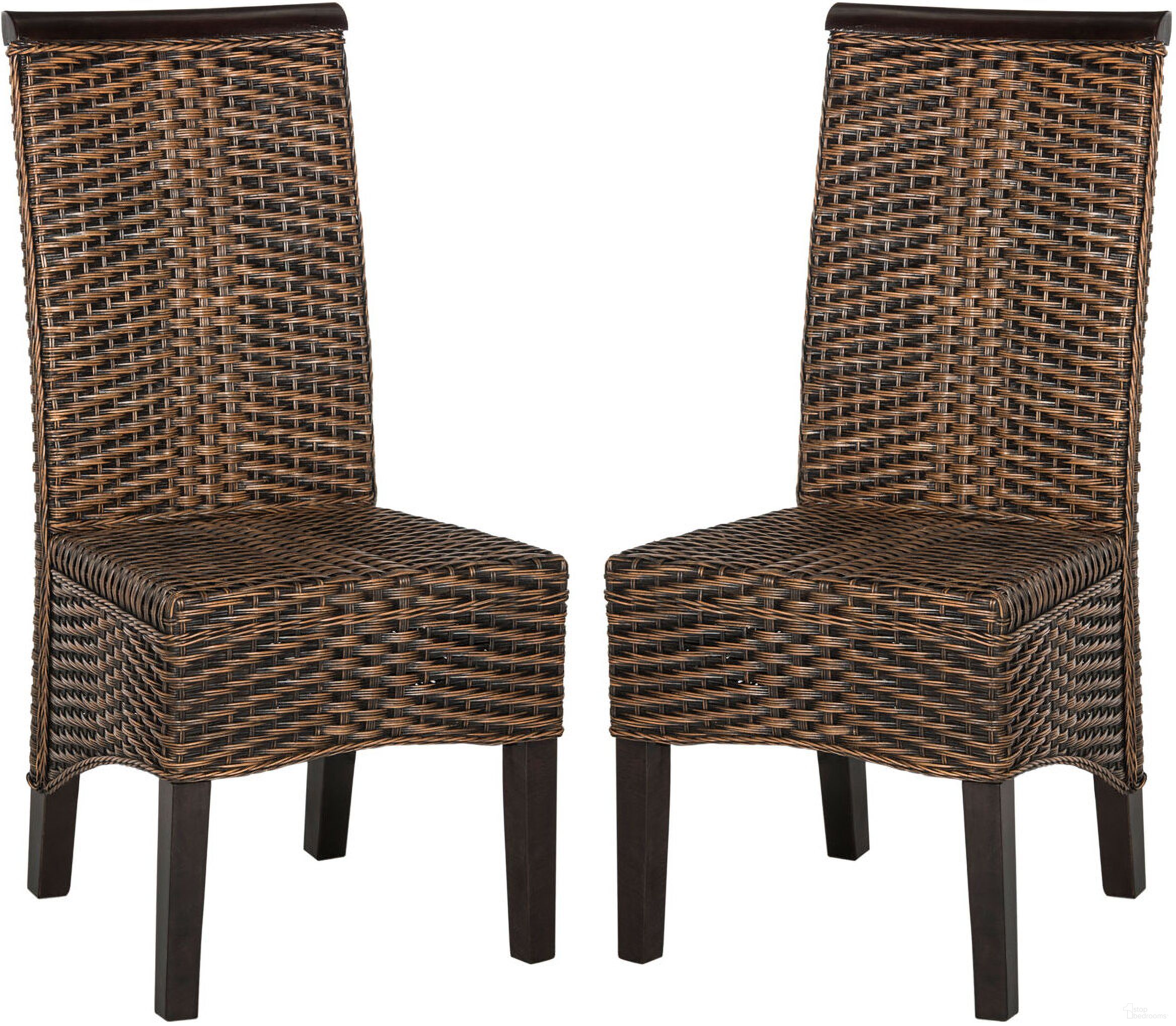 Ilya Brown and Multi Wicker Dining Chair Set of 2