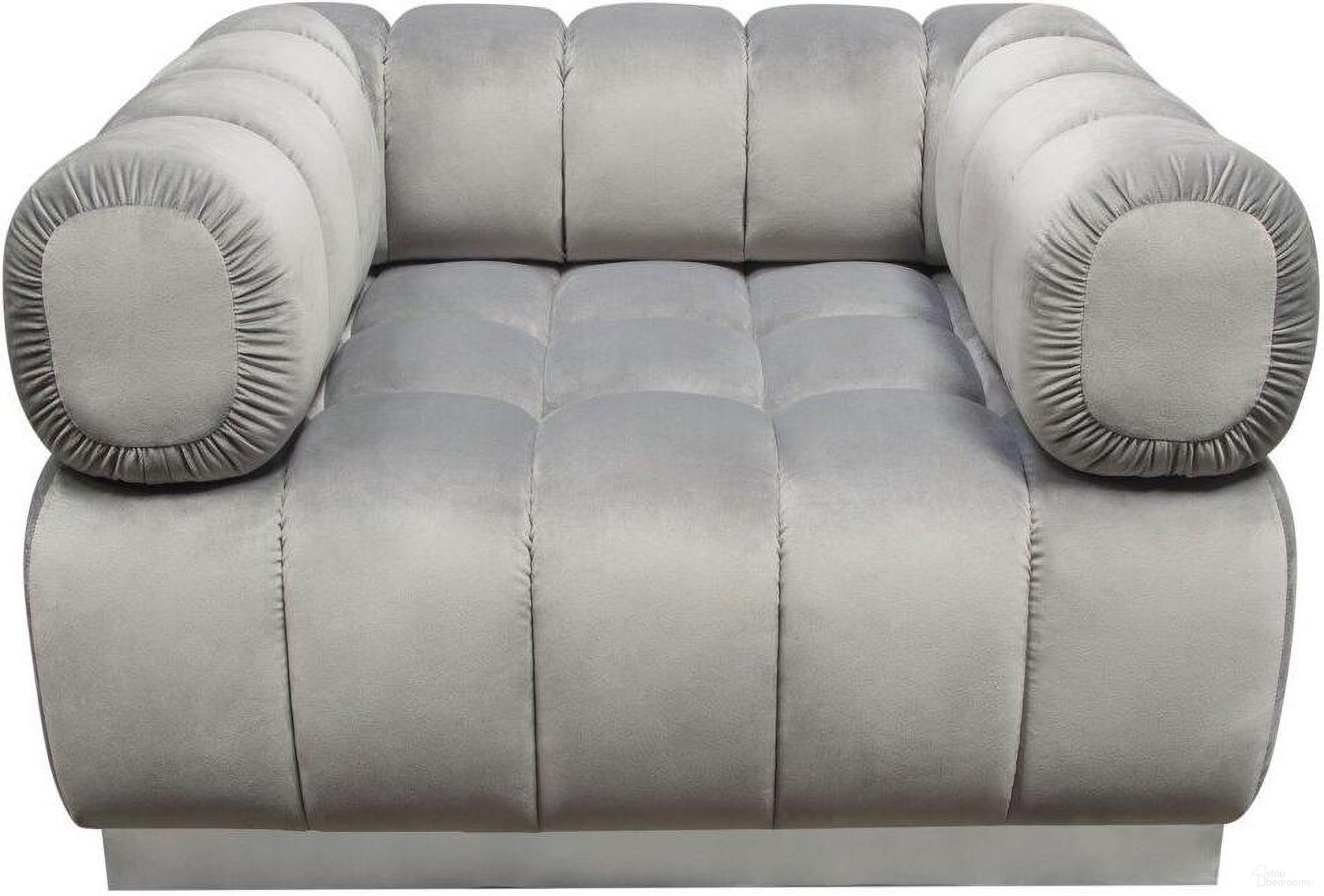 Image Low Profile Chair in Platinum Grey Velvet with Brushed Silver Base