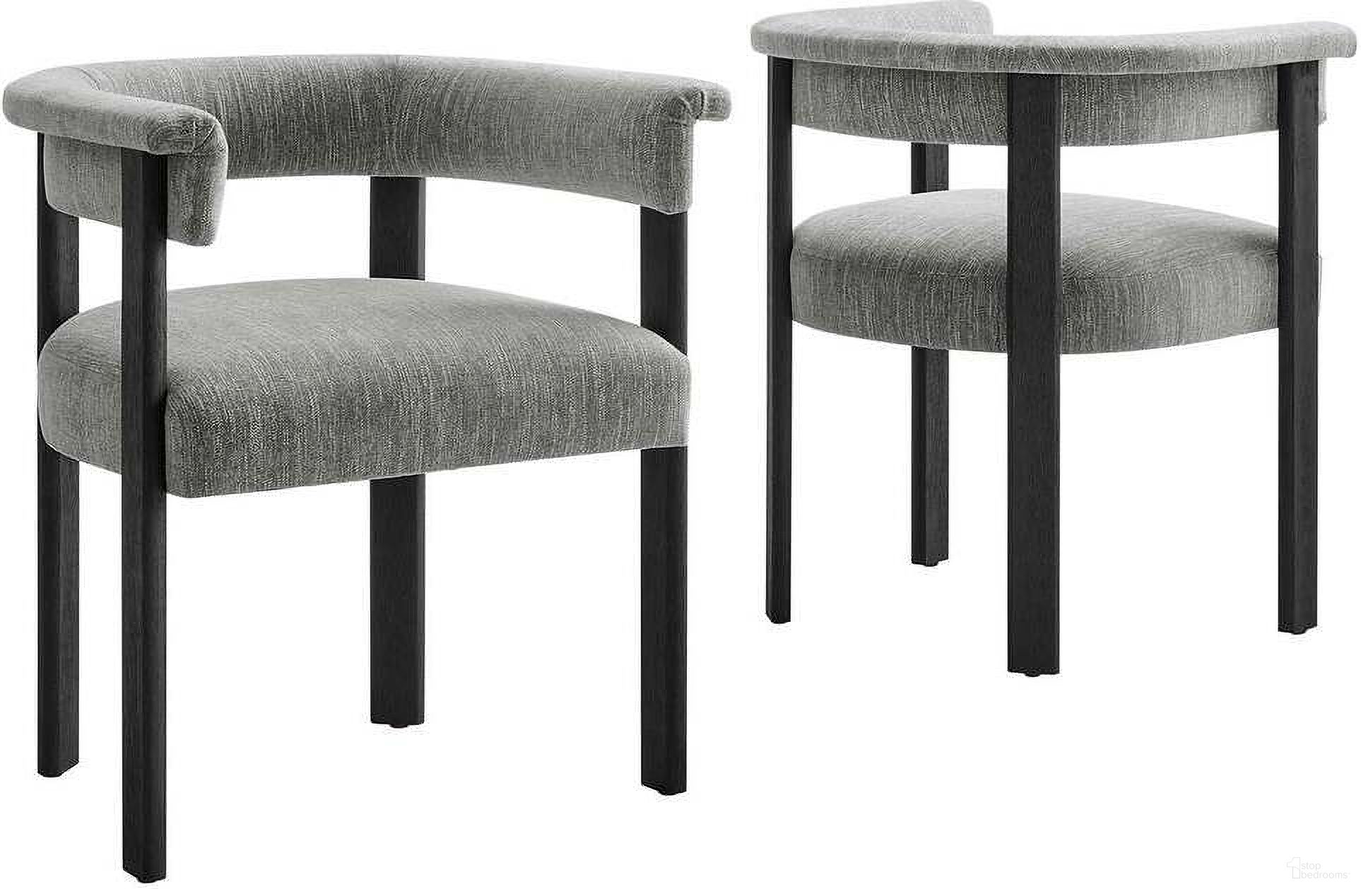 The appearance of Imogen Woven Heathered Fabric Upholstered Barrel Dining Chair Set of 2 In Gray and Black designed by Modway in the modern / contemporary interior design. This gray and black piece of furniture  was selected by 1StopBedrooms from Imogen Collection to add a touch of cosiness and style into your home. Sku: EEI-6776-HEG-BLK. Material: Wood. Chair Type: Arm Chair.