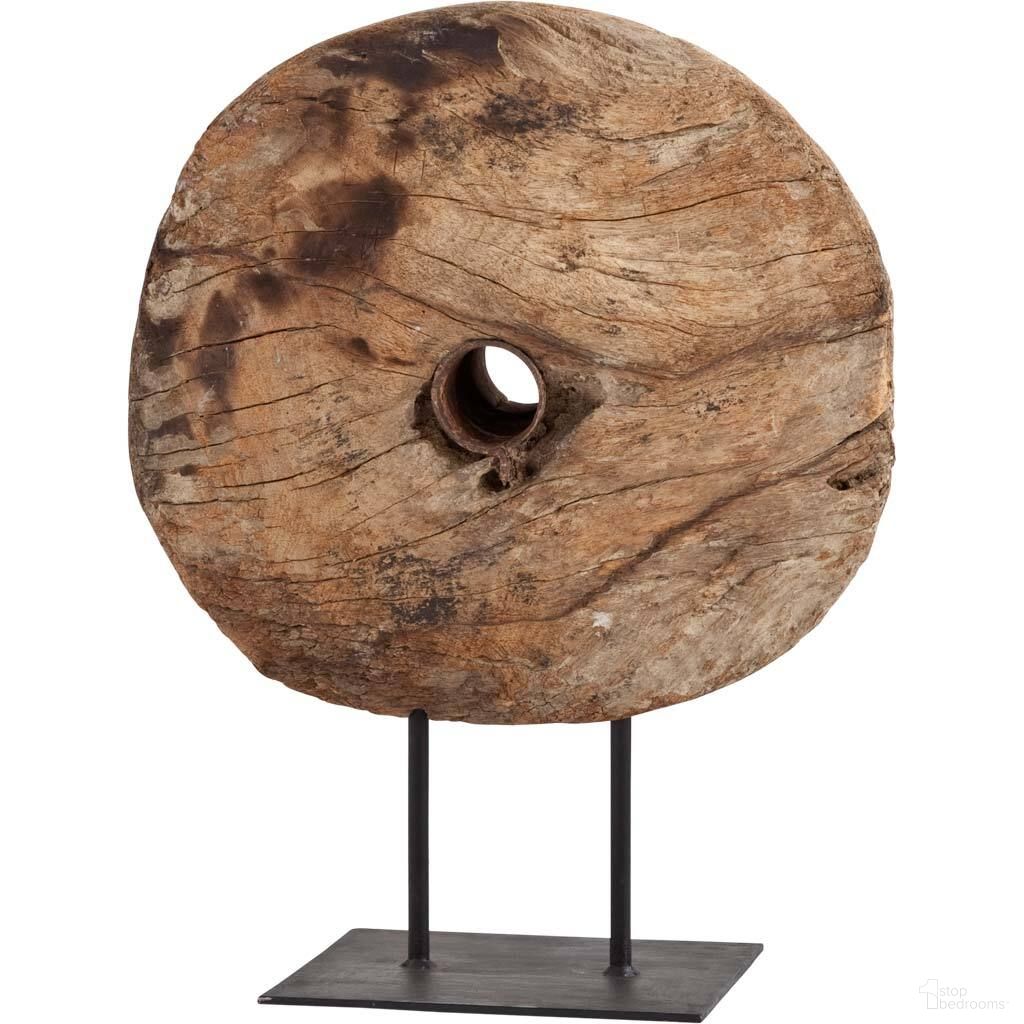 The appearance of Incana Natural Reclaimed Wood Wheel Object In Black and Brown designed by Mercana in the modern / contemporary interior design. This black/brown piece of furniture  was selected by 1StopBedrooms from Incana Collection to add a touch of cosiness and style into your home. Sku: 57541. Material: Solid Wood.