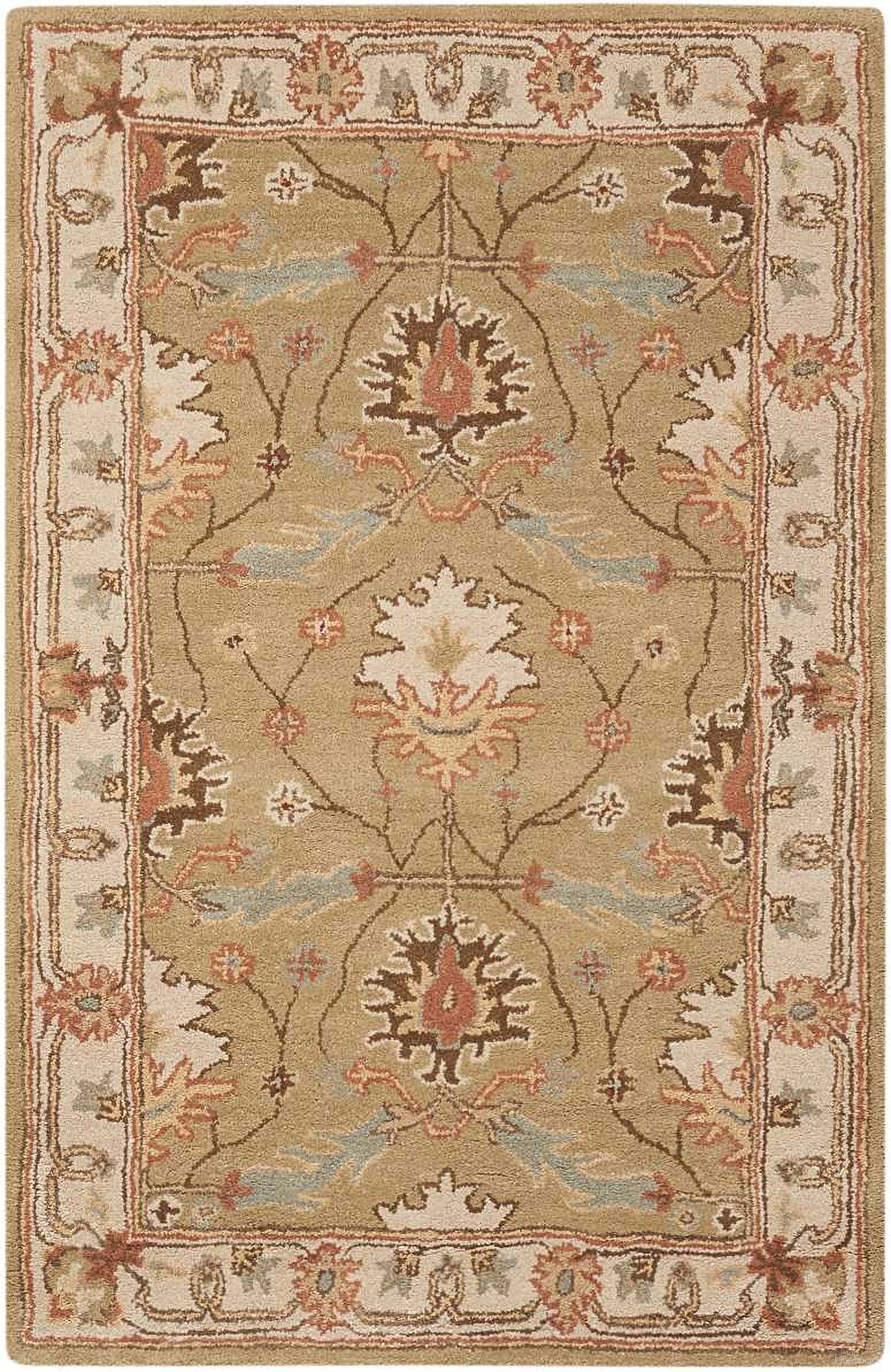 The appearance of India House Sage 2'6" x 4' Area Rug designed by Nourison in the traditional interior design. This sage piece of furniture  was selected by 1StopBedrooms from India House Collection to add a touch of cosiness and style into your home. Sku: 99446001733. Material: Wool.