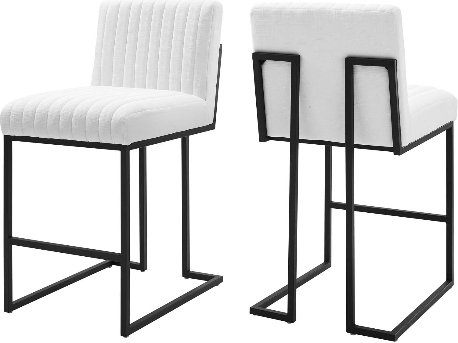 White tufted shop counter stool