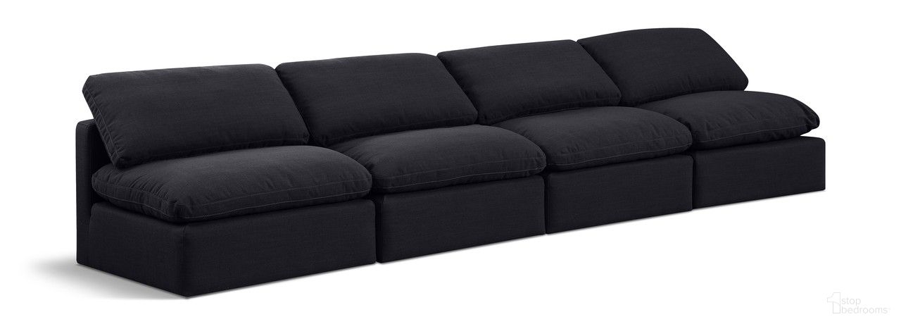 The appearance of Indulge Linen Textured Fabric 4 Piece Modular Sofa In Black designed by Meridian in the modern / contemporary interior design. This black piece of furniture was selected by 1StopBedrooms from Indulge Collection to add a touch of cosiness and style into your home. Sku: 141Black-Armless;141Black-Armless;141Black-Armless;141Black-Armless. Material: Wood.