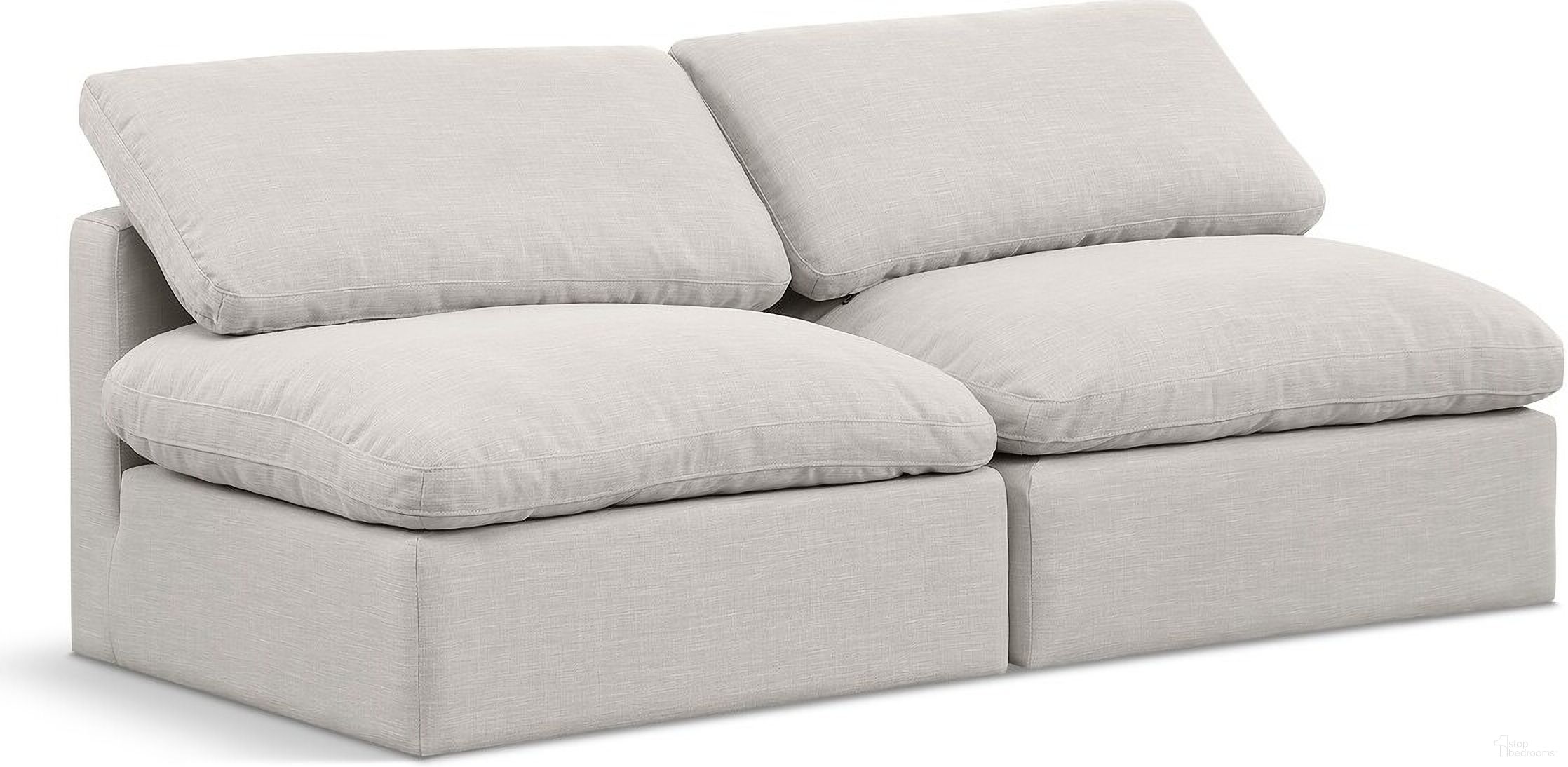 The appearance of Indulge Linen Textured Fabric 2 Piece Modular Sofa In Cream designed by Meridian in the modern / contemporary interior design. This cream piece of furniture  was selected by 1StopBedrooms from Indulge Collection to add a touch of cosiness and style into your home. Sku: 141Cream-Armless;141Cream-Armless. Material: Wood.