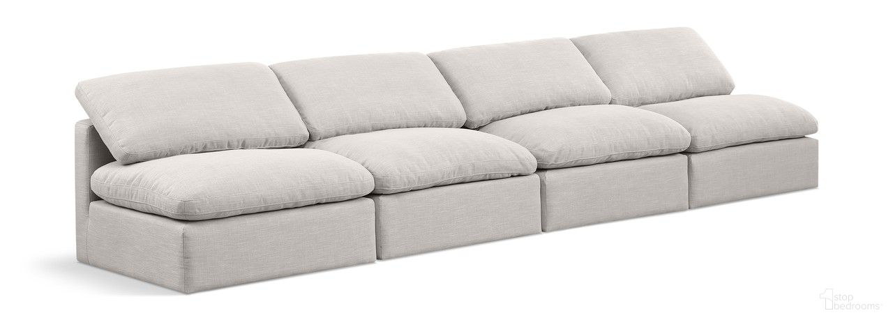 The appearance of Indulge Linen Textured Fabric 4 Piece Modular Sofa In Cream designed by Meridian in the modern / contemporary interior design. This cream piece of furniture  was selected by 1StopBedrooms from Indulge Collection to add a touch of cosiness and style into your home. Sku: 141Cream-Armless;141Cream-Armless;141Cream-Armless;141Cream-Armless. Material: Wood.