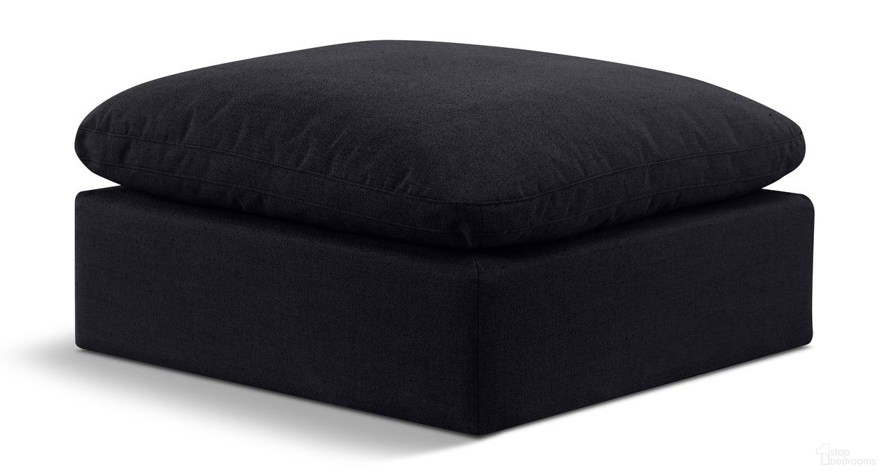 The appearance of Indulge Linen Textured Fabric Ottoman In Black designed by Meridian in the modern / contemporary interior design. This black piece of furniture  was selected by 1StopBedrooms from Indulge Collection to add a touch of cosiness and style into your home. Sku: 141Black-Ott. Material: Wood.