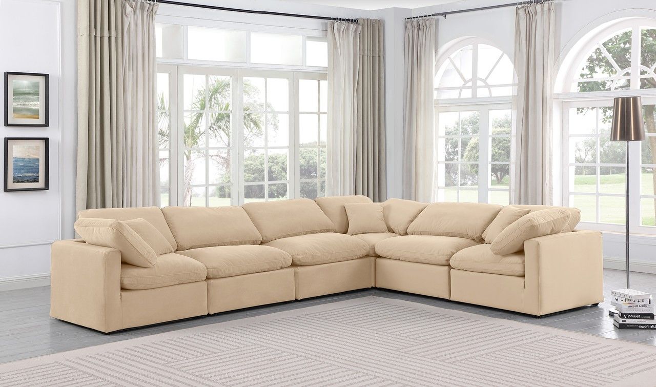 Indulge 6 Piece Modular Sectional In Beige Velvet
