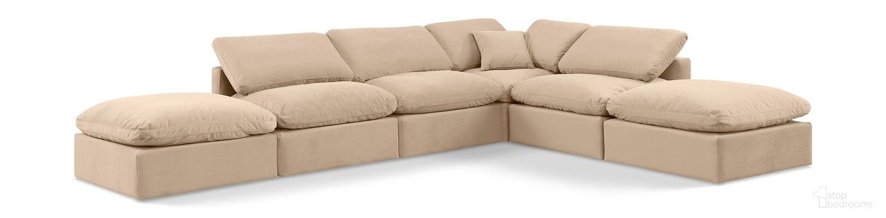 Indulge 6 Piece Modular Sectional In Beige Velvet